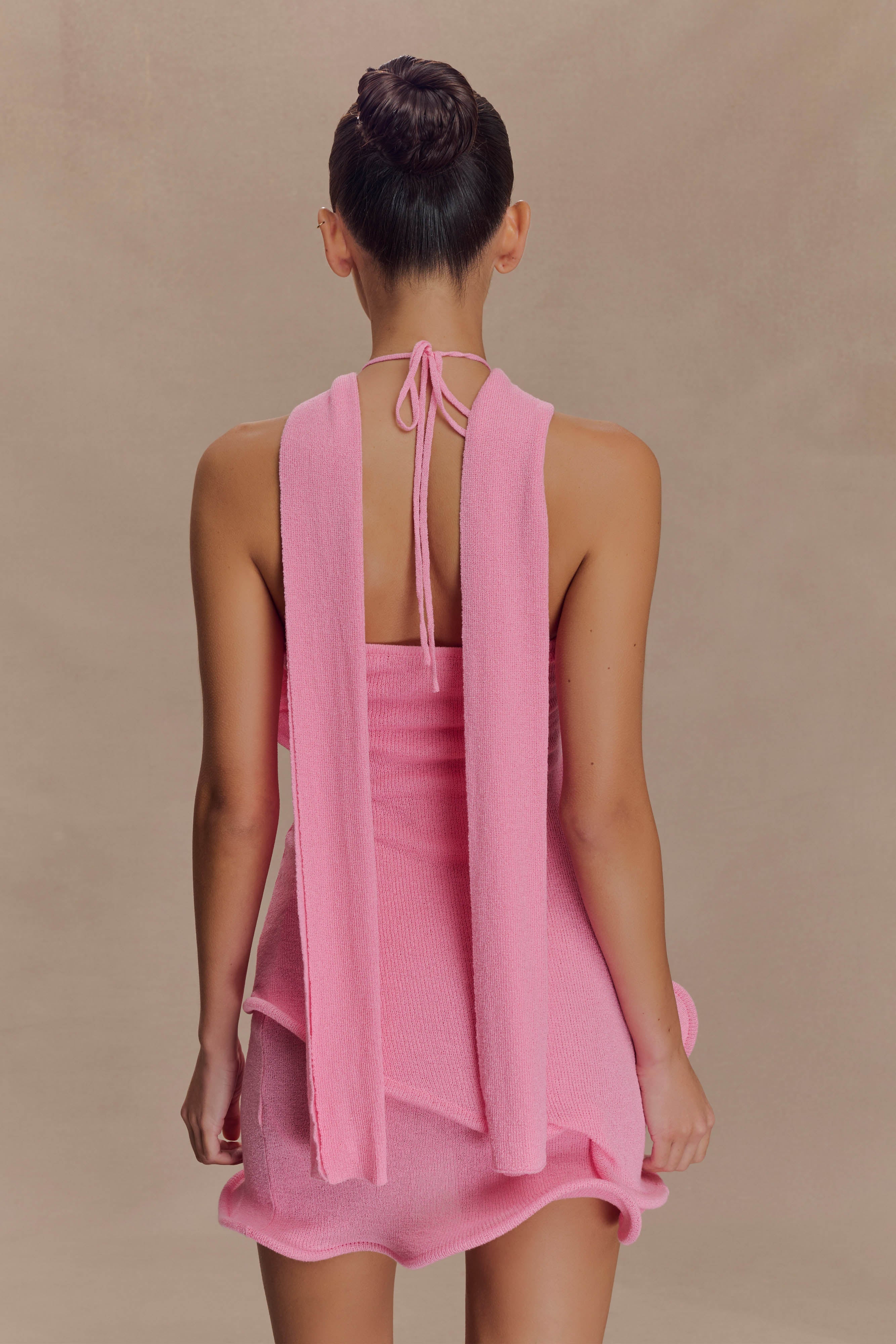 Caprice Halter Knit Mini Dress - Bubblegum Pink、mySite、solidvoid