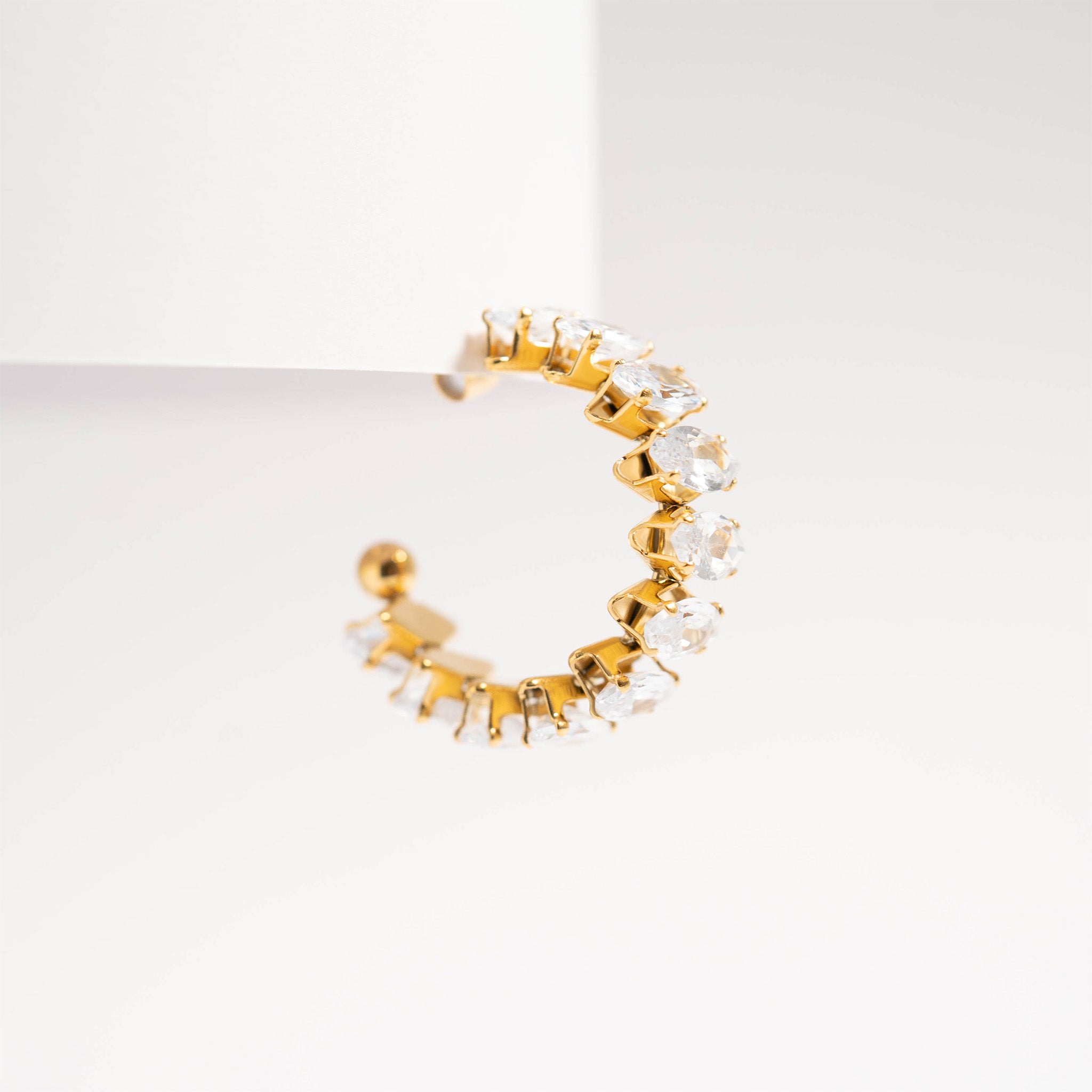 18K Gold PVD Stainless Steel Marquis CZ Stone Hoop Earrings / ERJ0069、mySite、dreamappss