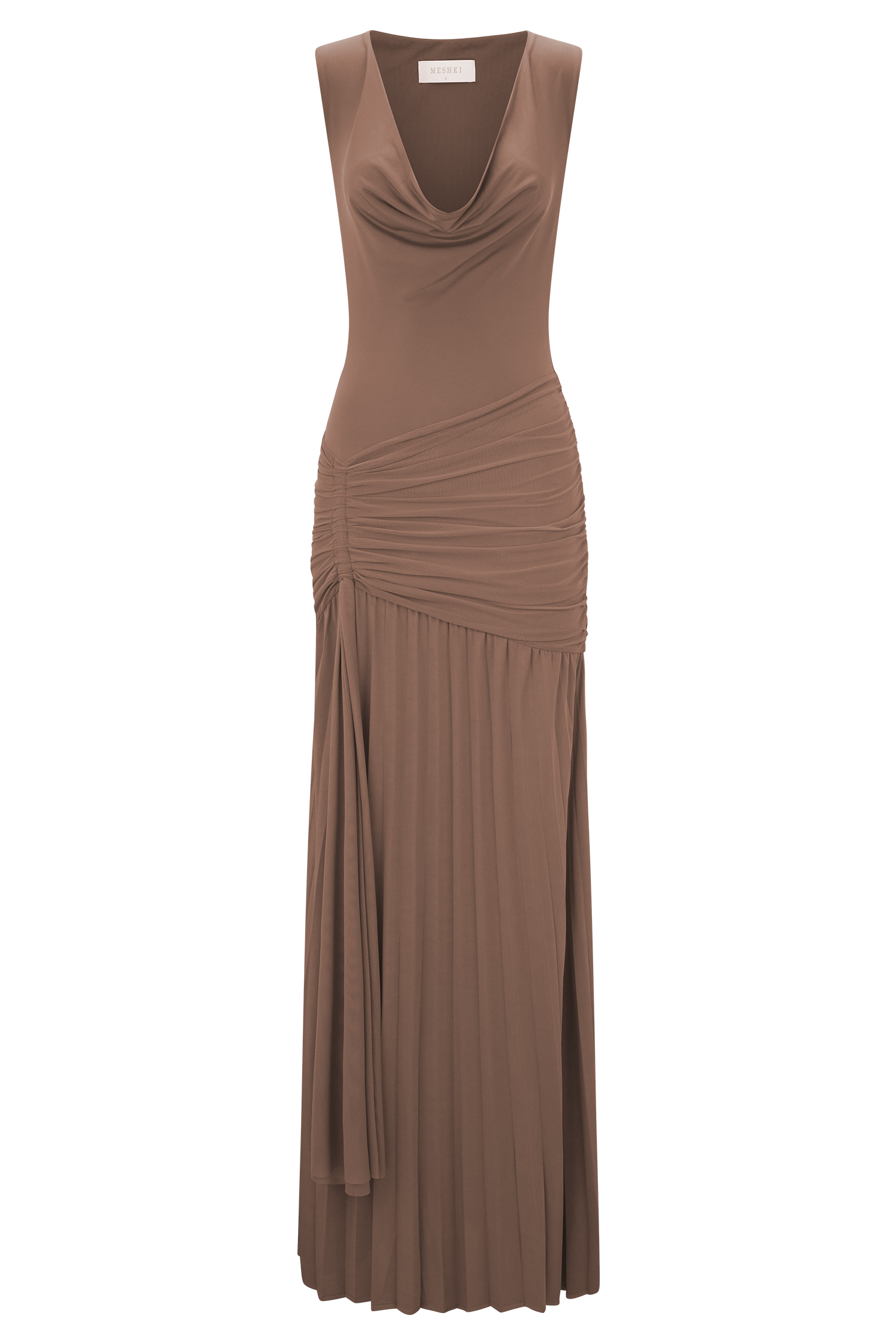 Dania Cowl Neck Slinky Maxi Dress - Mocha Mousse、mySite、solidvoid