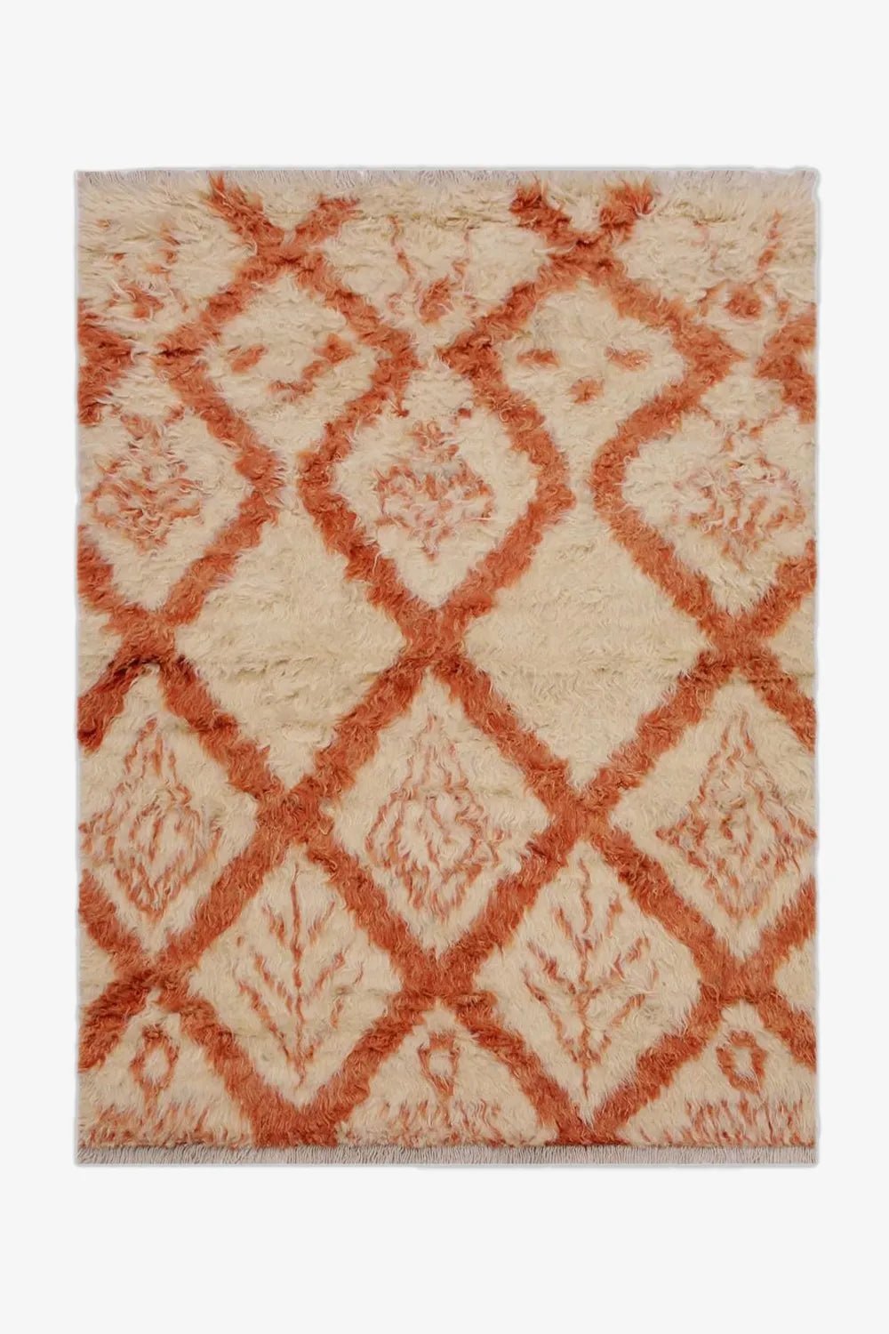 Burnt Orange and Cream Moroccan Shag Wool Rug、mySite、gigharbornorthrealestate