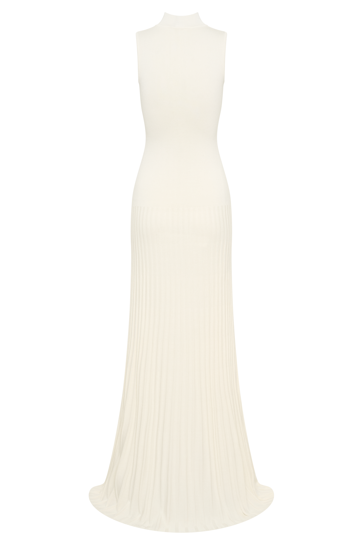 Mavis High Neck Pleated Maxi Dress - Ivory、mySite、solidvoid