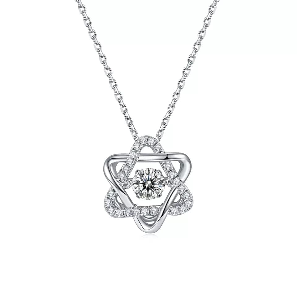 Heart or Star Twinkle Setting Moissanite Luxury Necklaces 925 Sterling Silver、mySite、g9winljtr