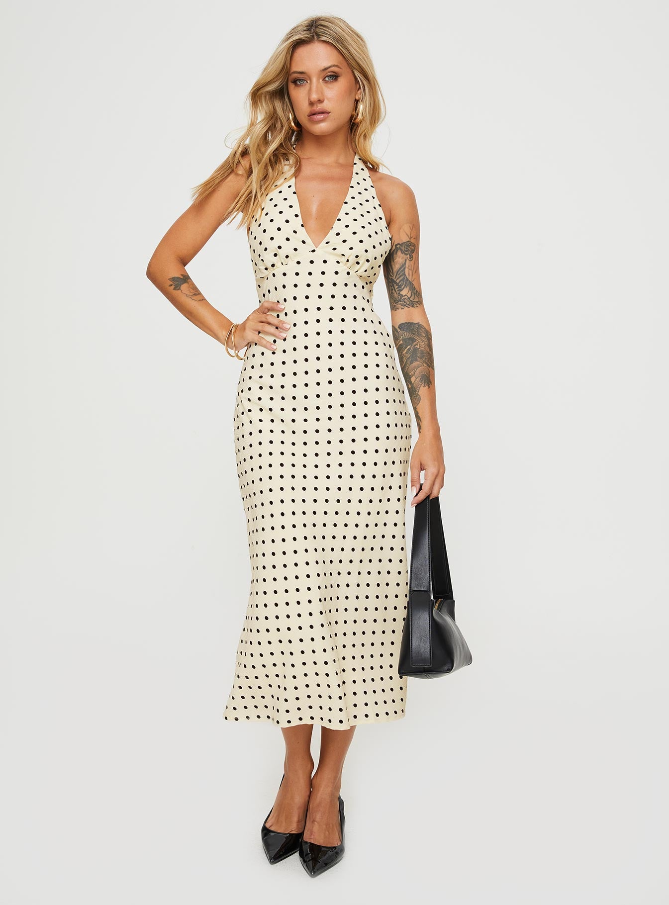 Kimbelle Halter Maxi Dress Cream / Polka Dot、mySite、solidvoid