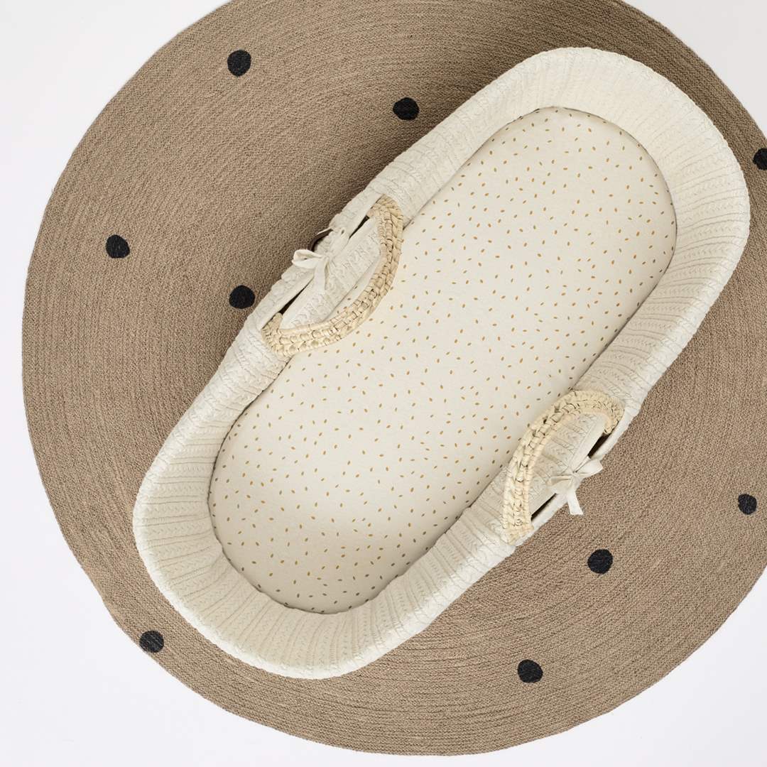  The Little Green Sheep Organic Moses Basket Fitted Sheet - Linen Rice、mySite、merchandisen