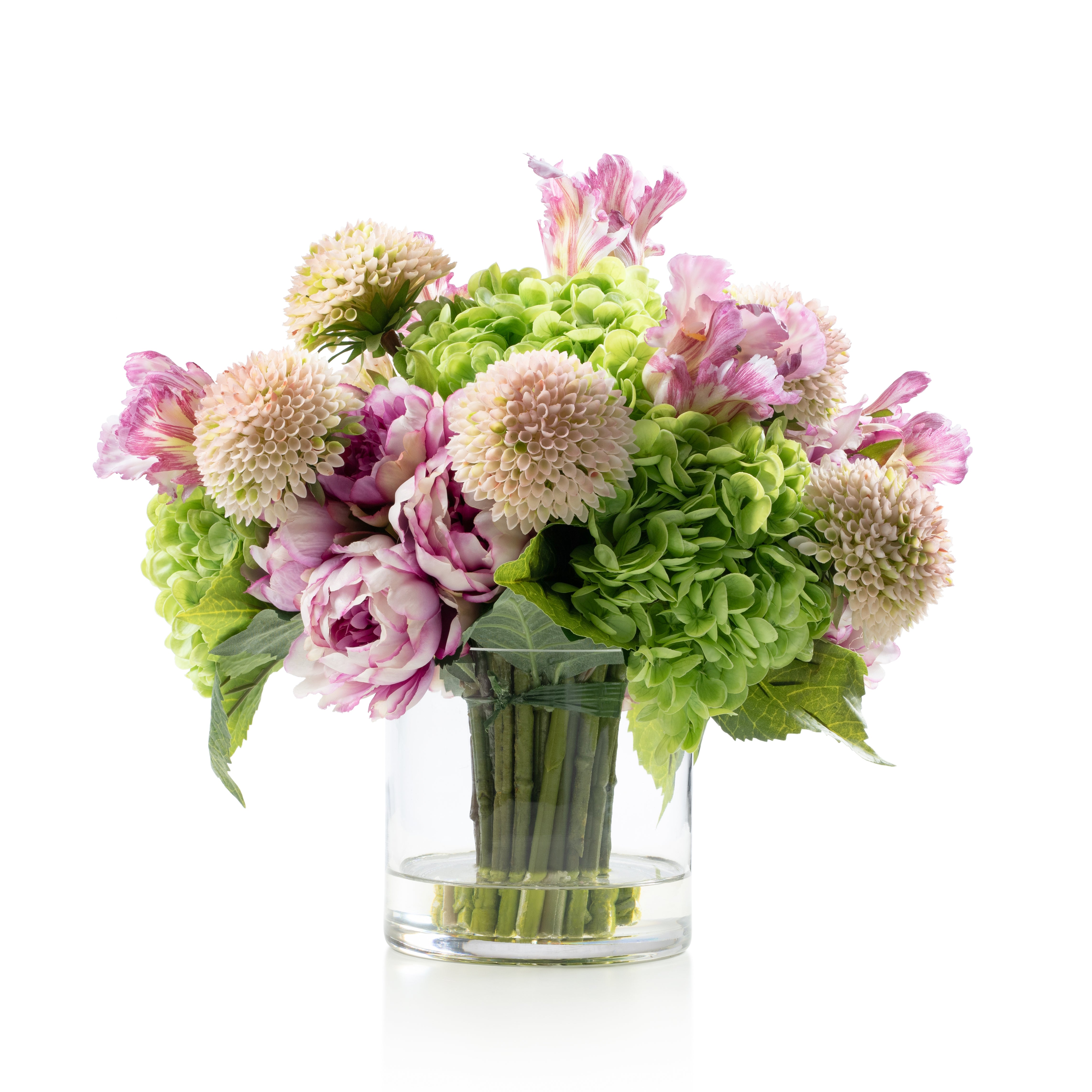  DH Pink Peony & Dahlia in Clear Glass Vase、mySite、elrpsem3k