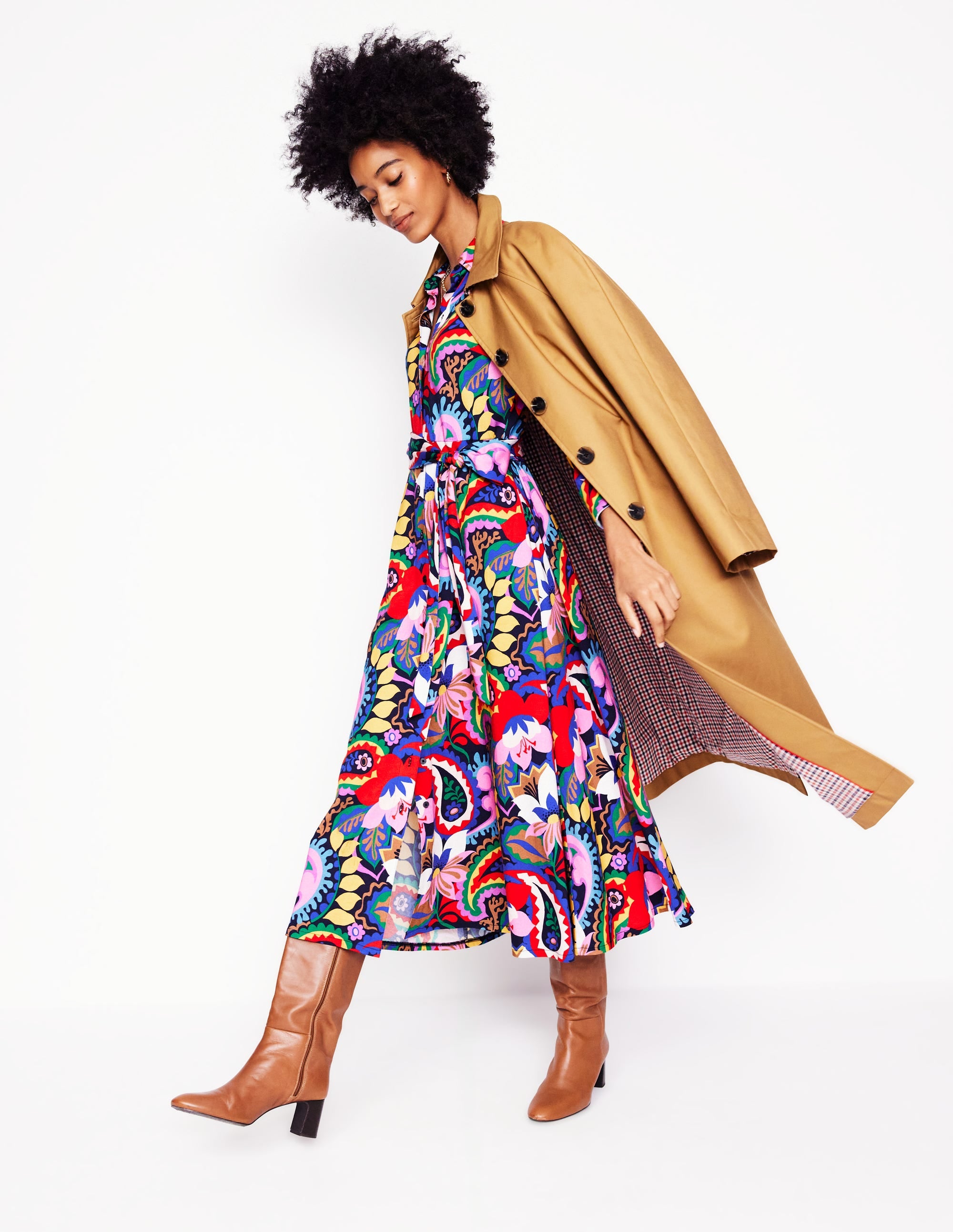  Marcia Jersey Midi Shirt Dress-Multi, Botanical Paisley、mySite、ashleygrahame