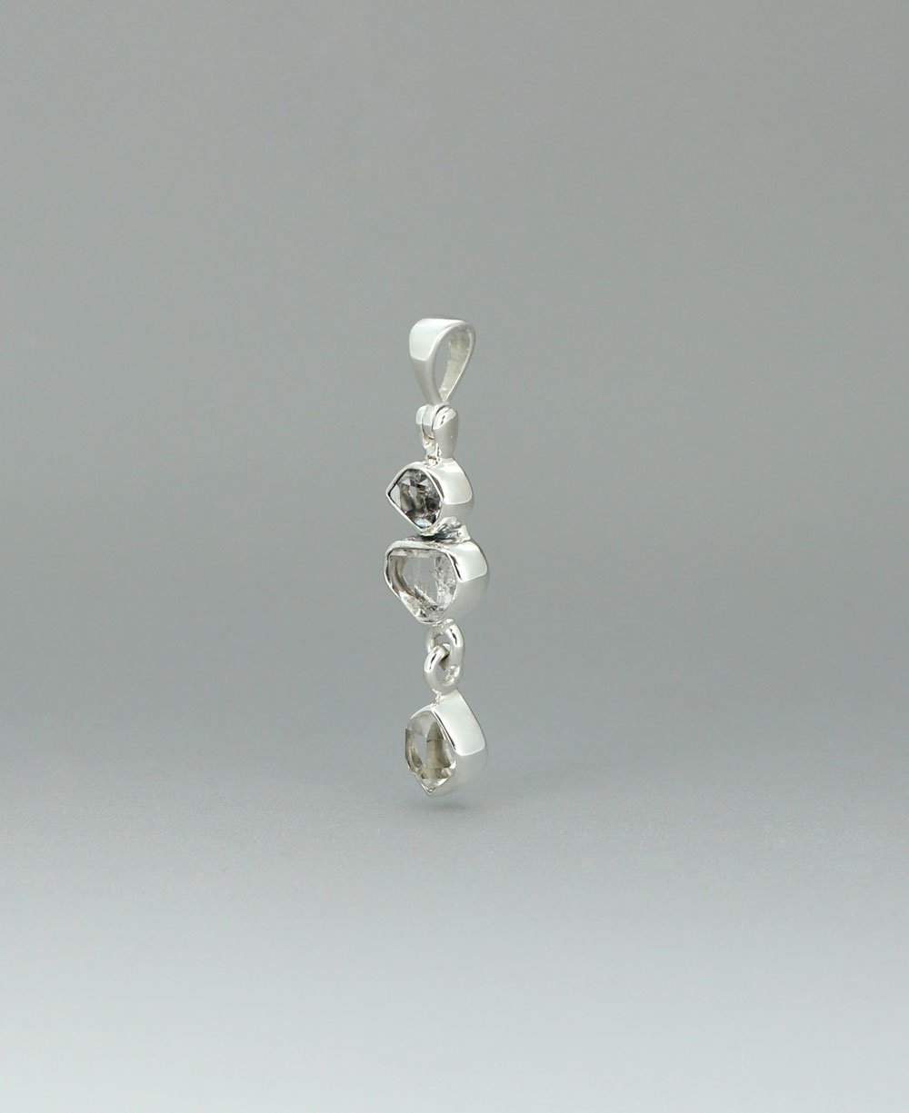 Sterling Silver Herkimer Quartz Triple Stone Pendant、mySite、topwebapps