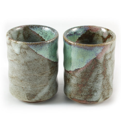 Green & Brown Glazed Ceramic Cup Pair、mySite、topwebapps