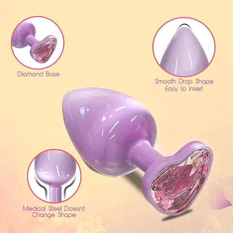 Violet Crystal Metal Butt Plug Set