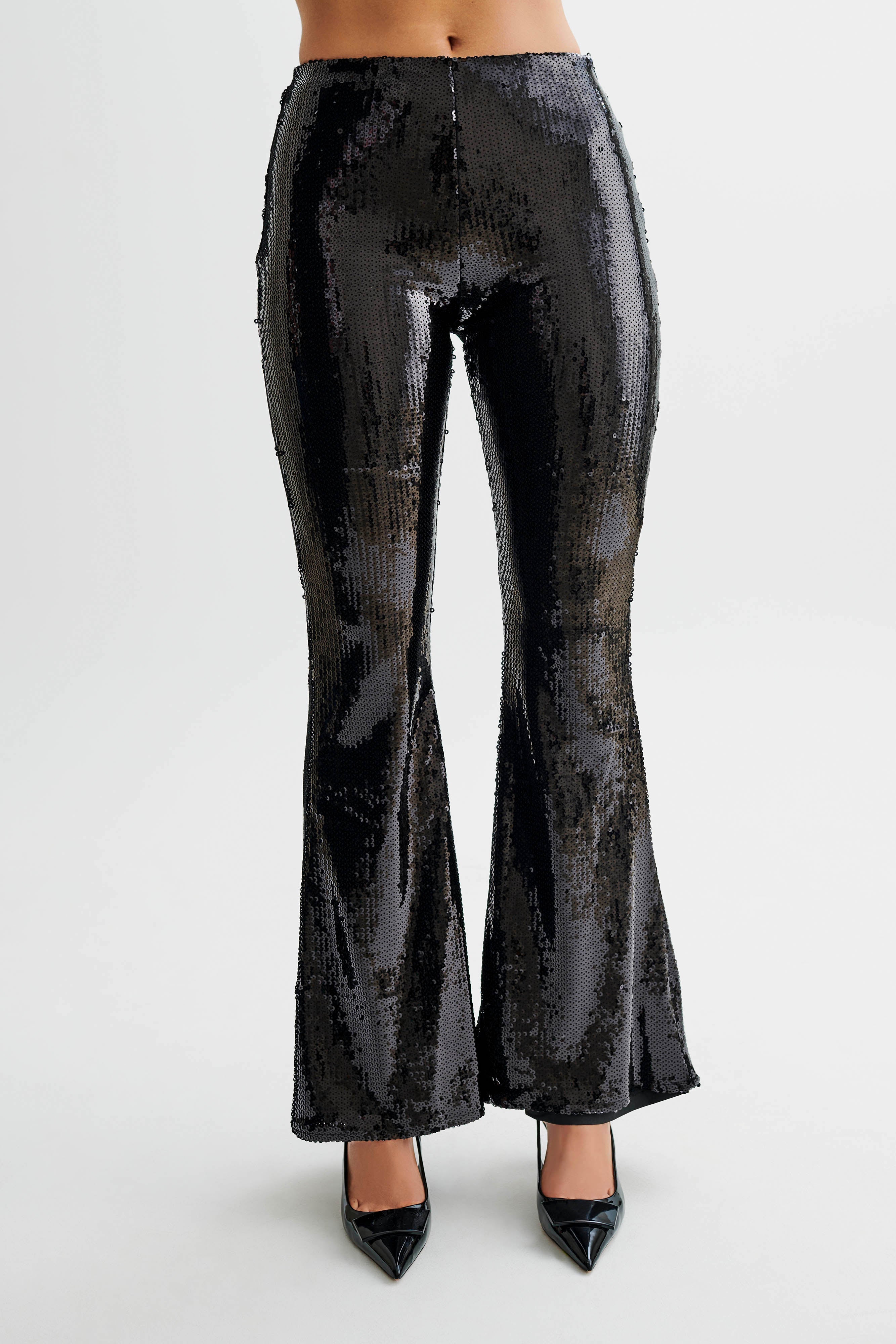 Wilma Wide Leg Sequin Pants - Black、mySite、solidvoid