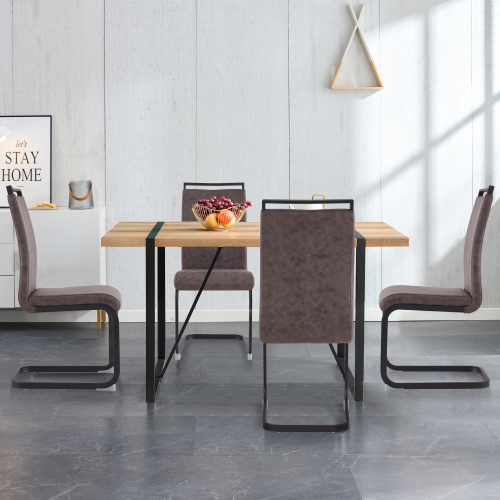 Rustic Industrial Rectangular Wood Dining Table For 4-6 Person, With 1.5" Thick Engineered Wood color Tabletop and Black Metal Legs,Desk For Kitchen Dining Living Room, 55.1" x 31.4"x 29.9"1529W115172、、casual