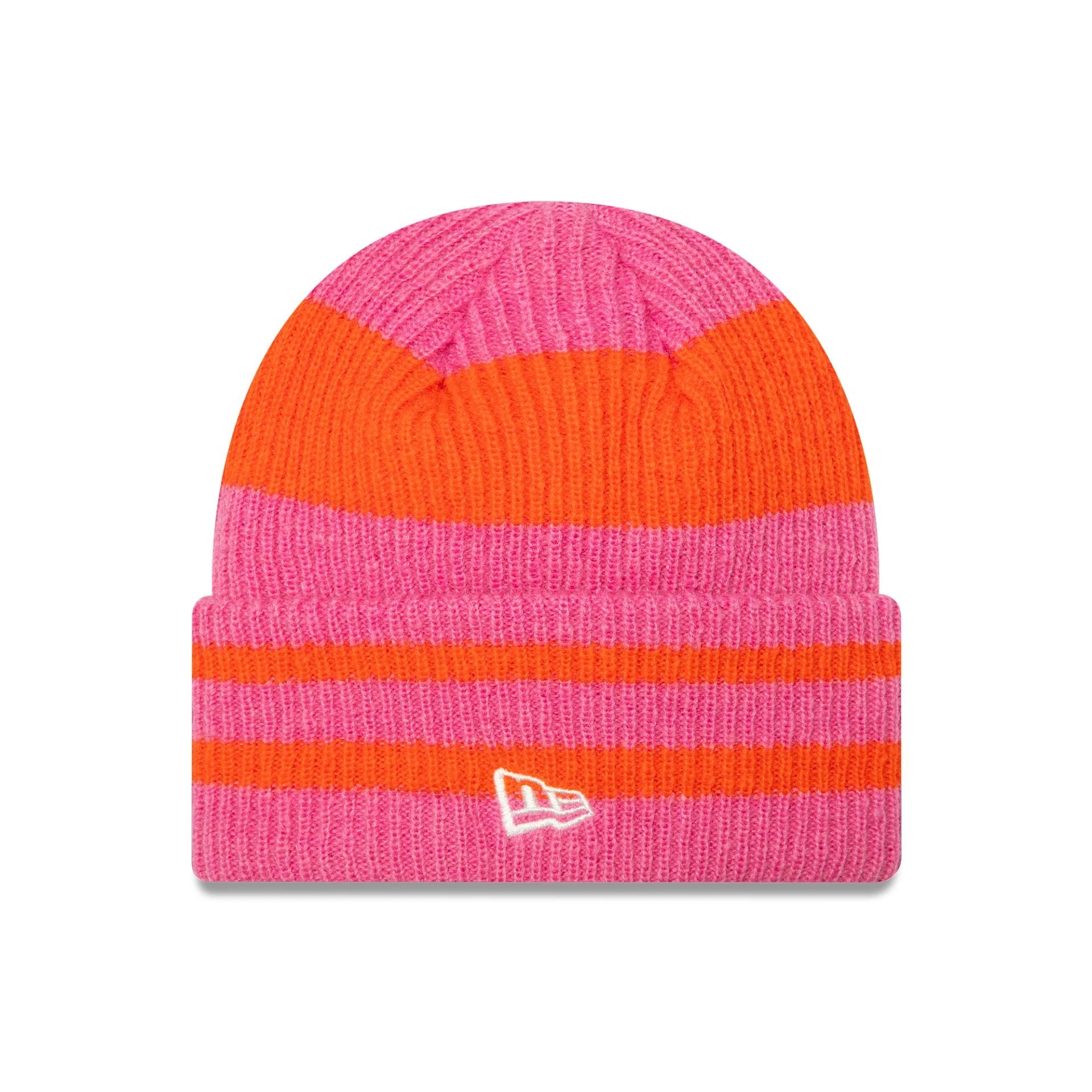 Womens New Era Stripe Pastel Pink Cuff Knit Beanie Hat、mySite、vikingsvslions