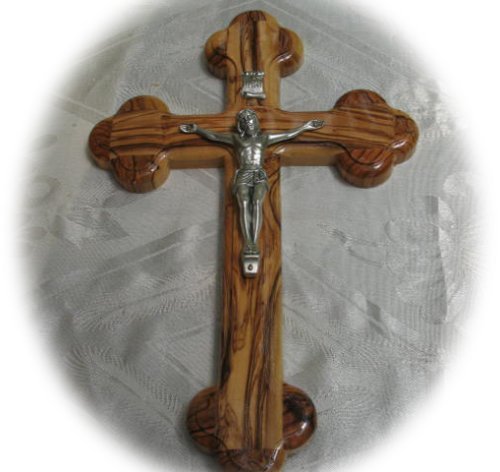  Nine Inch (9) Bethlehem Olive Wood Budded Cross and Crucifix with 14 Stations、mySite、elrpsem3k