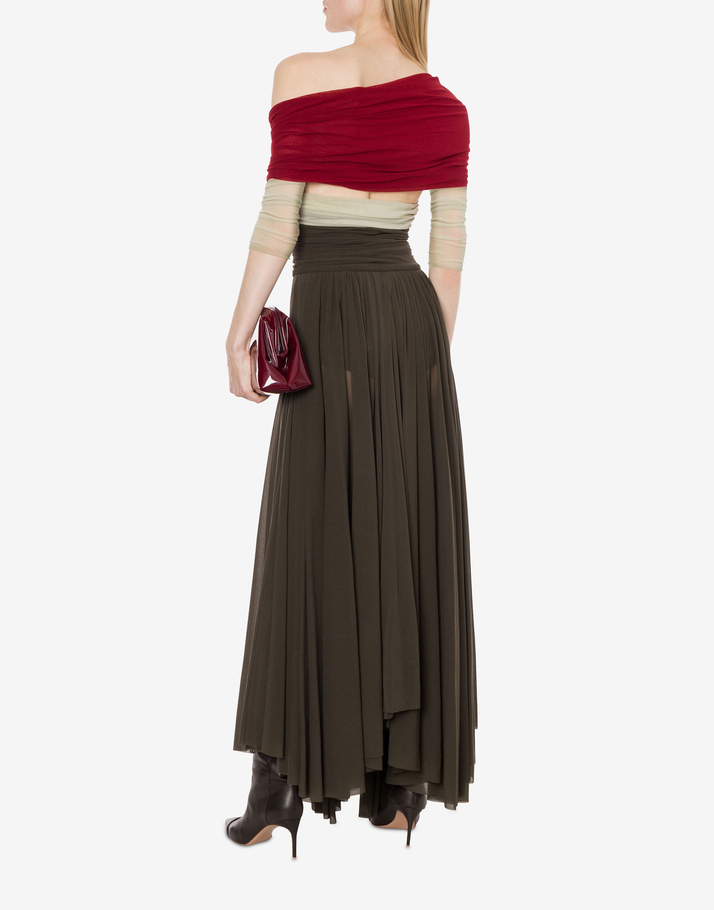 Abito in tulle stretch con maniche staccabili、mySite、aoinhome