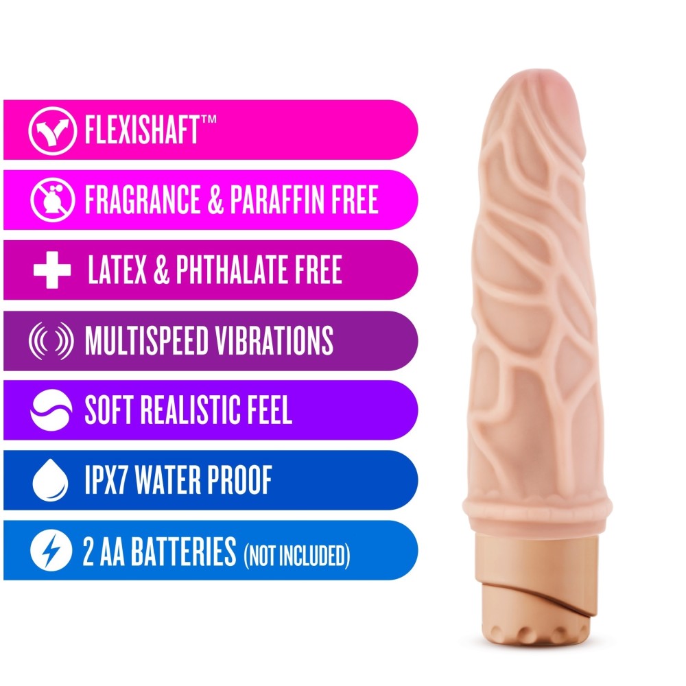 Dr. Skin By Blush® | Cock Vibe 3 Realistic Beige 7.25-Inch Long Vibrating Dildo、mySite、bottomscart