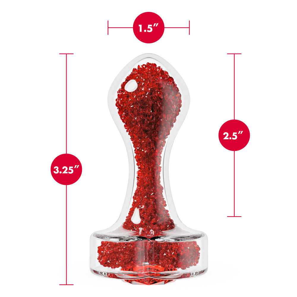 Oh My Gem | Lustre Glass Anal Plug With Ruby Heart-Shaped Base - Body-Safe Borosilicate Glass With Tapered Tip - In Red、mySite、bottomscart
