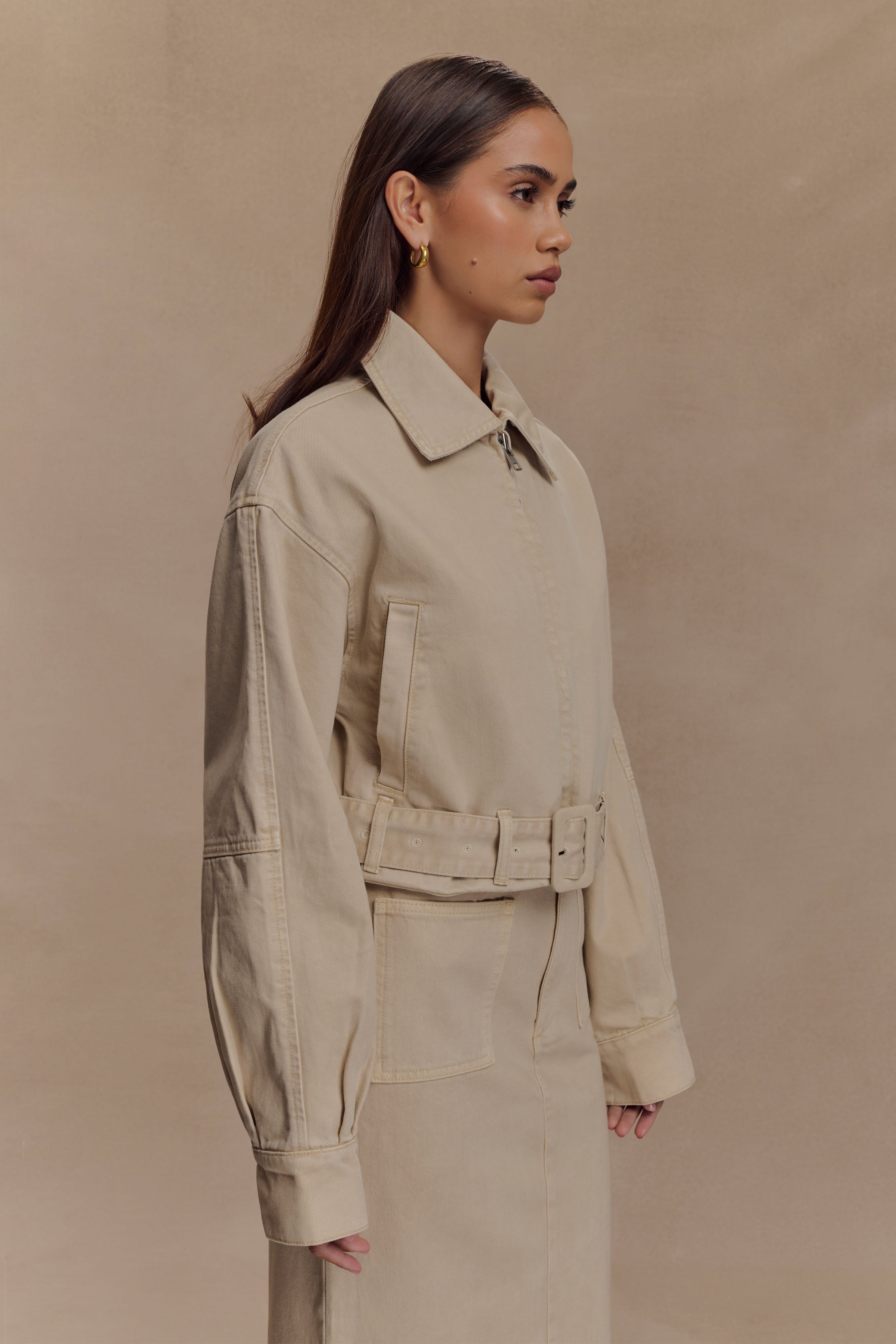 Fallon Cropped Denim Jacket - Stone Wash、mySite、solidvoid