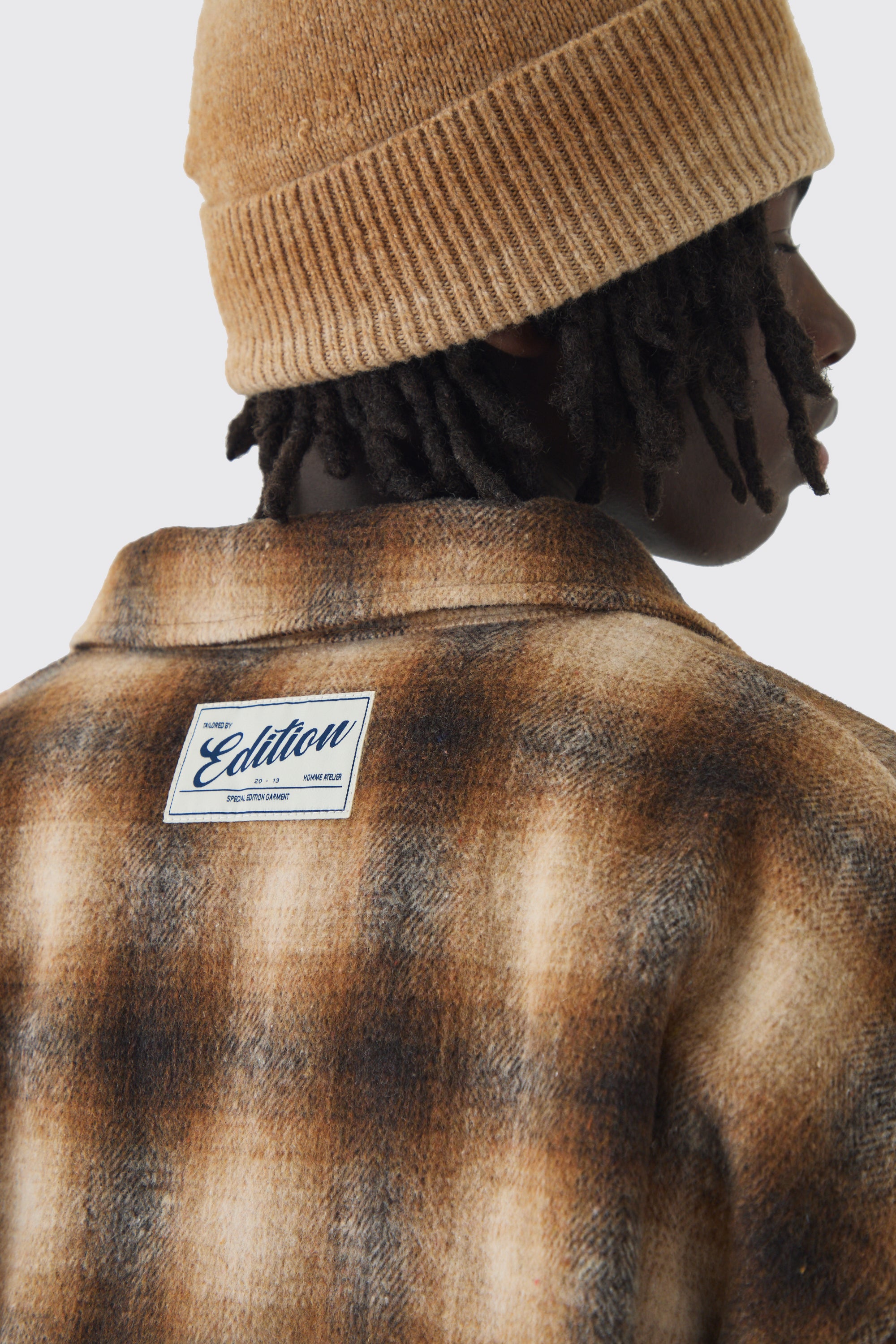  Boohooman Oversized Padded Check Cargopocket Overshirt Brown、mySite、justintrudeaud