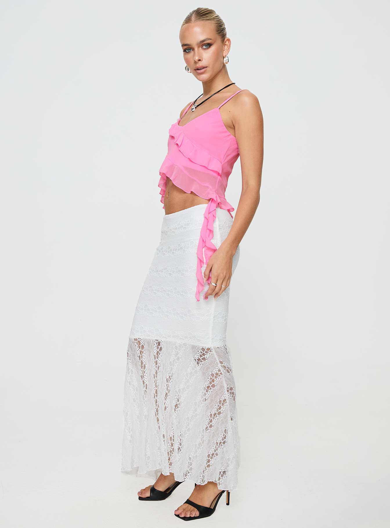 Date Night Maxi Skirt White、mySite、solidvoid