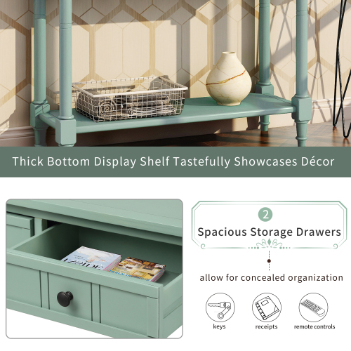 TREXM Daisy Series Console Table Traditional Design with Two Drawers and Bottom Shelf (Espresso)、、casual