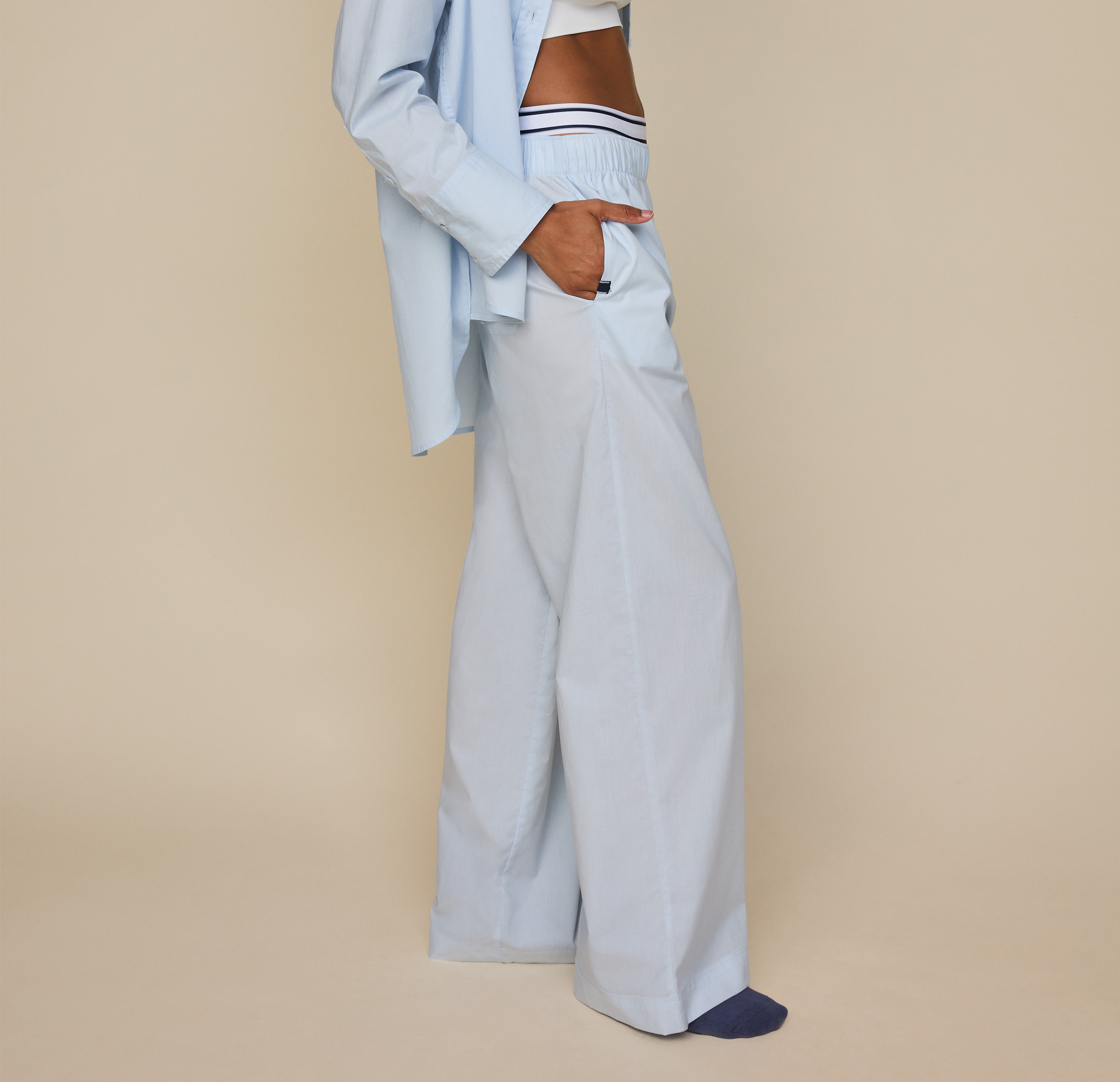 Classic Poplin Pajama Pants - Ice Blue、mySite、bengalsvssteelers