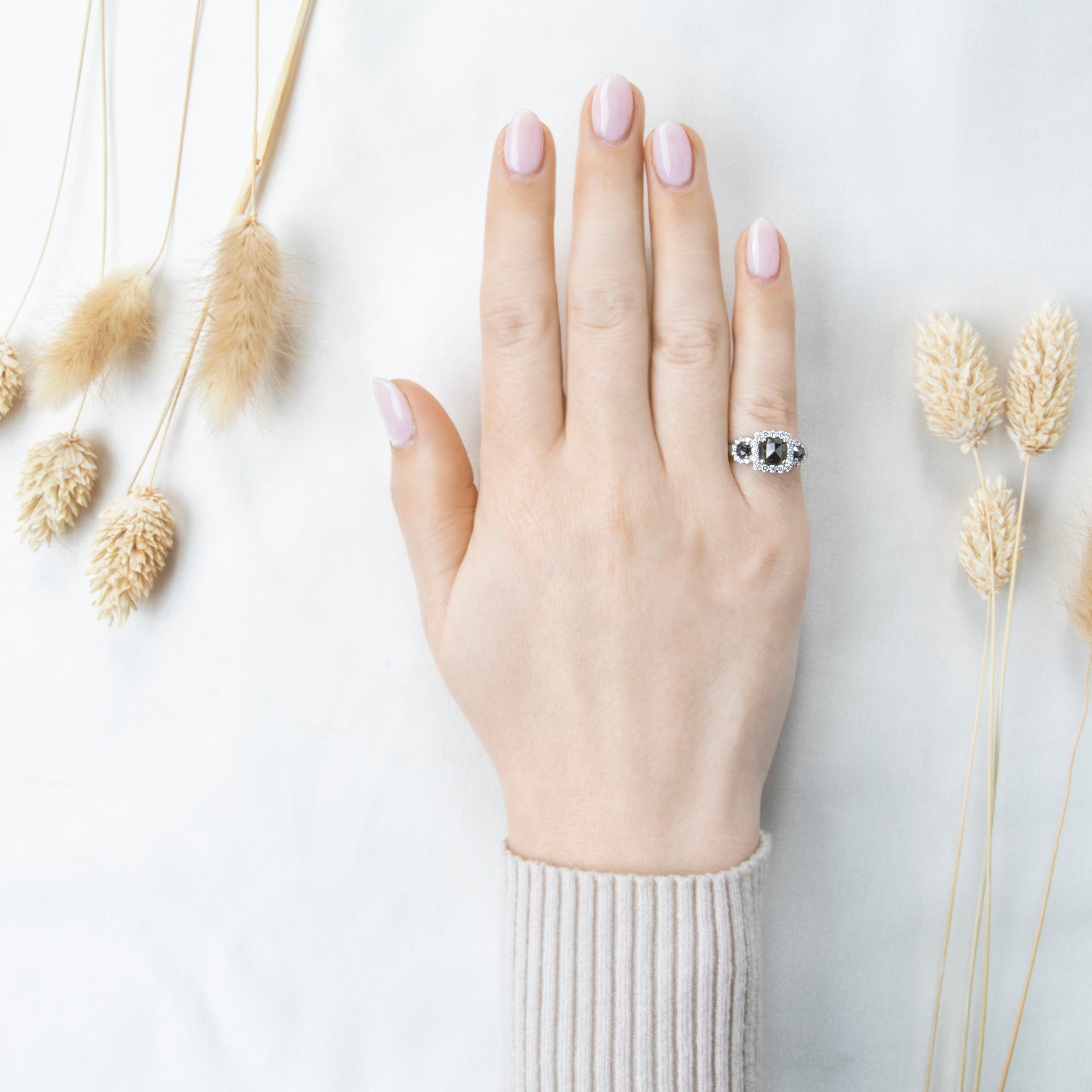 Vintage 14k White Gold Black & White Diamond Flashing Trio Ring 6.50、mySite、hinf8tx79