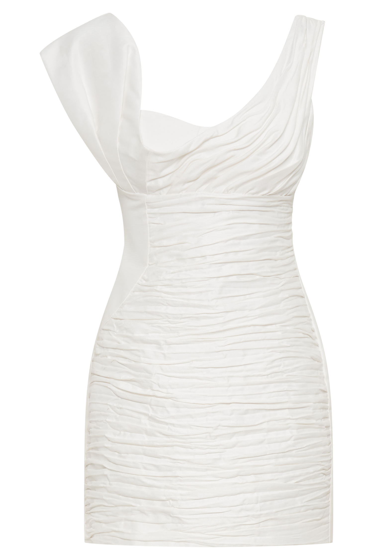 Farrah Structured Draped Mini Dress - White、mySite、solidvoid