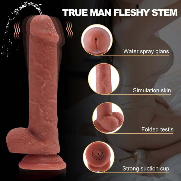 Can Cum Vibrating Tan Dildo | Squirting Action 8 | Remote Control | USB、mySite、bottomscart