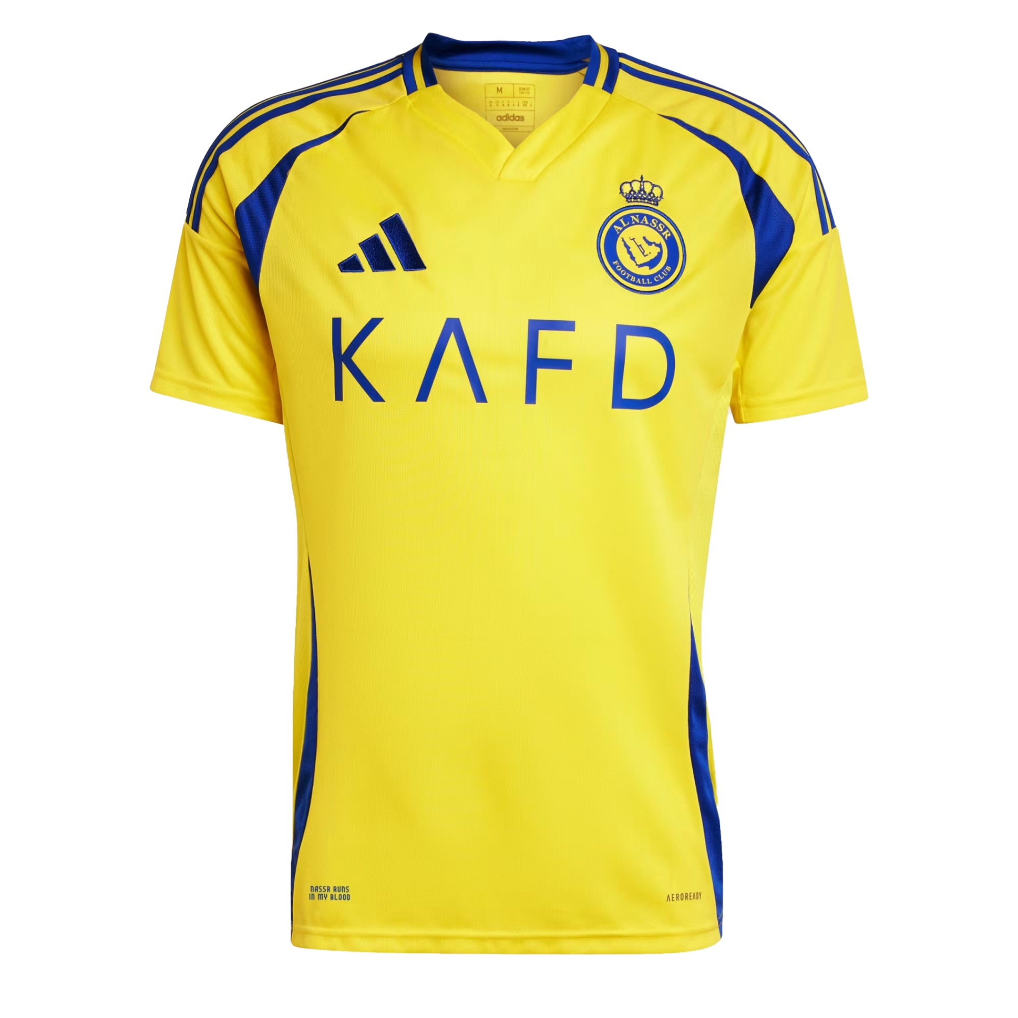 adidas Men's Al Nassr 2024/25 Home Jersey w/ Ronaldo #7 Printing Impact Yellow/Royal Blue、mySite、bottomscart