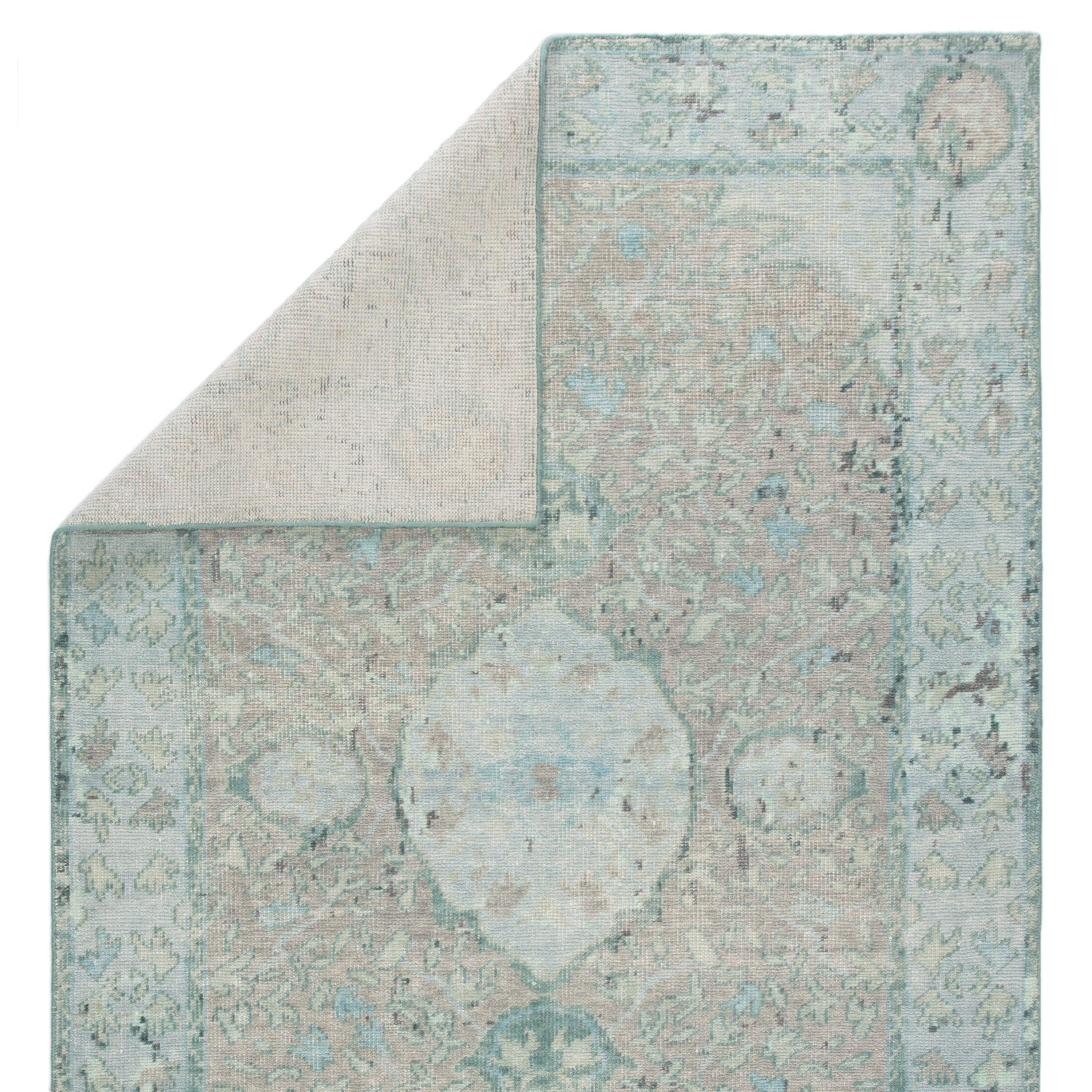 Alessia Hand-Knotted Bordered Aqua Beige Area Rug、mySite、gigharbornorthrealestate