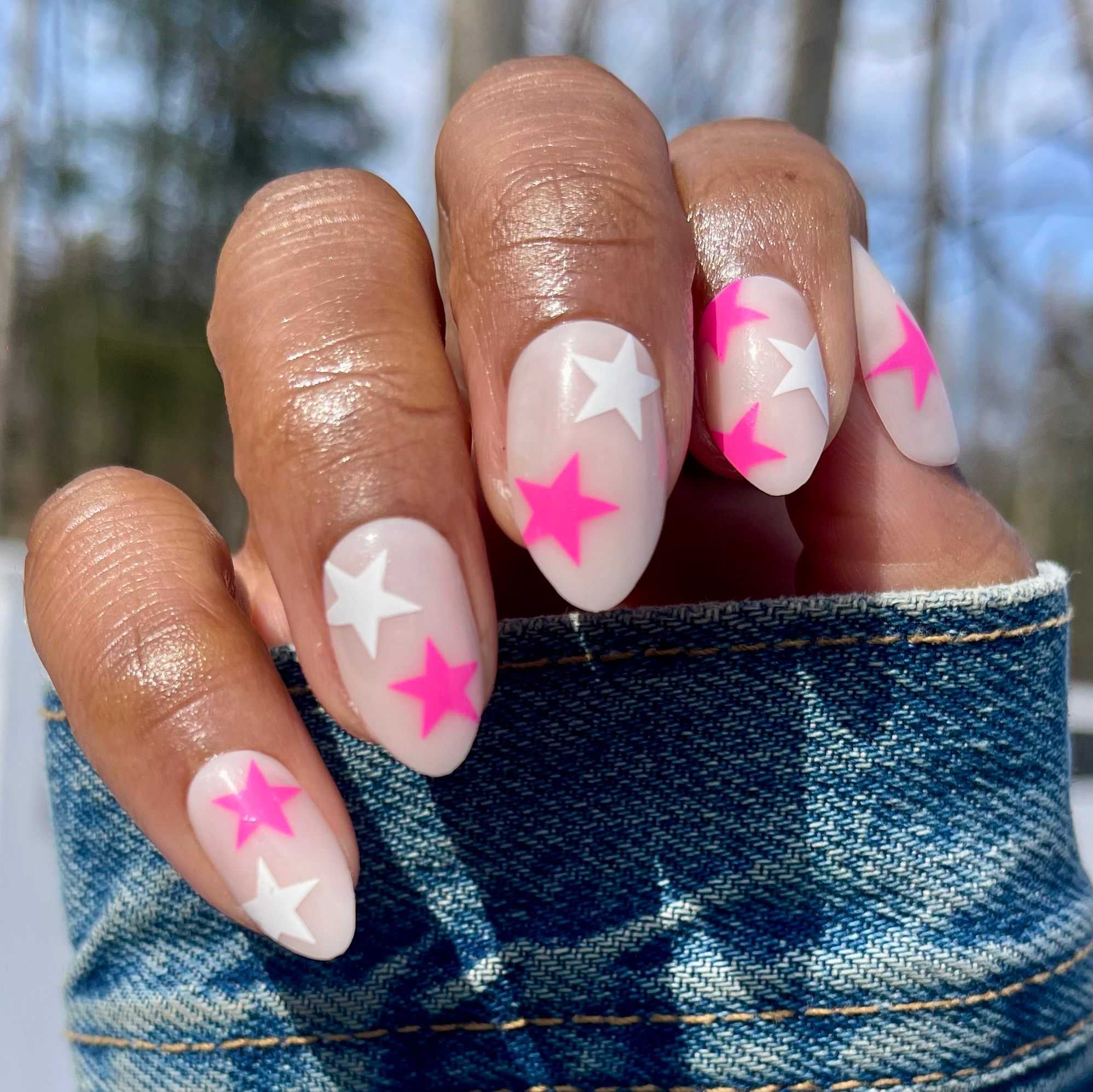 Neon Star Mixed Pack - Press-On | Medium | Almond、mySite、solidvoid