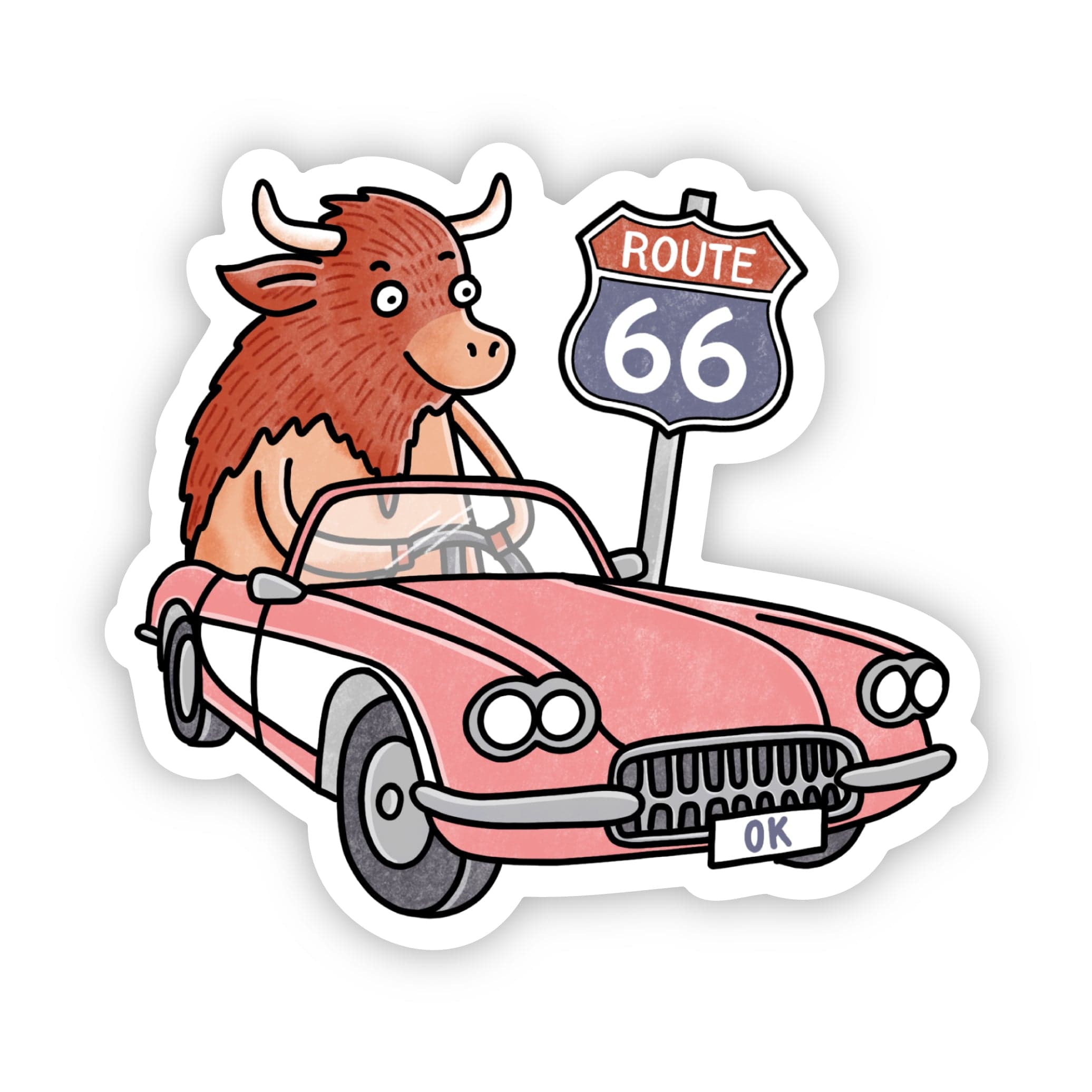  Oklahoma Route 66 Bull Car Sticker、mySite、ghnorth