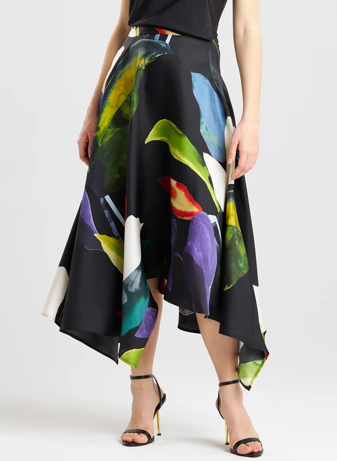  Yoru Silk Twill Black Multi Origami Maxi Skirt、mySite、justintrudeaud