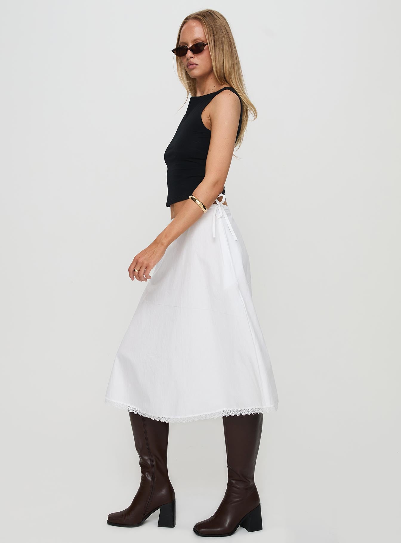 Taka Midi Skirt White、mySite、solidvoid