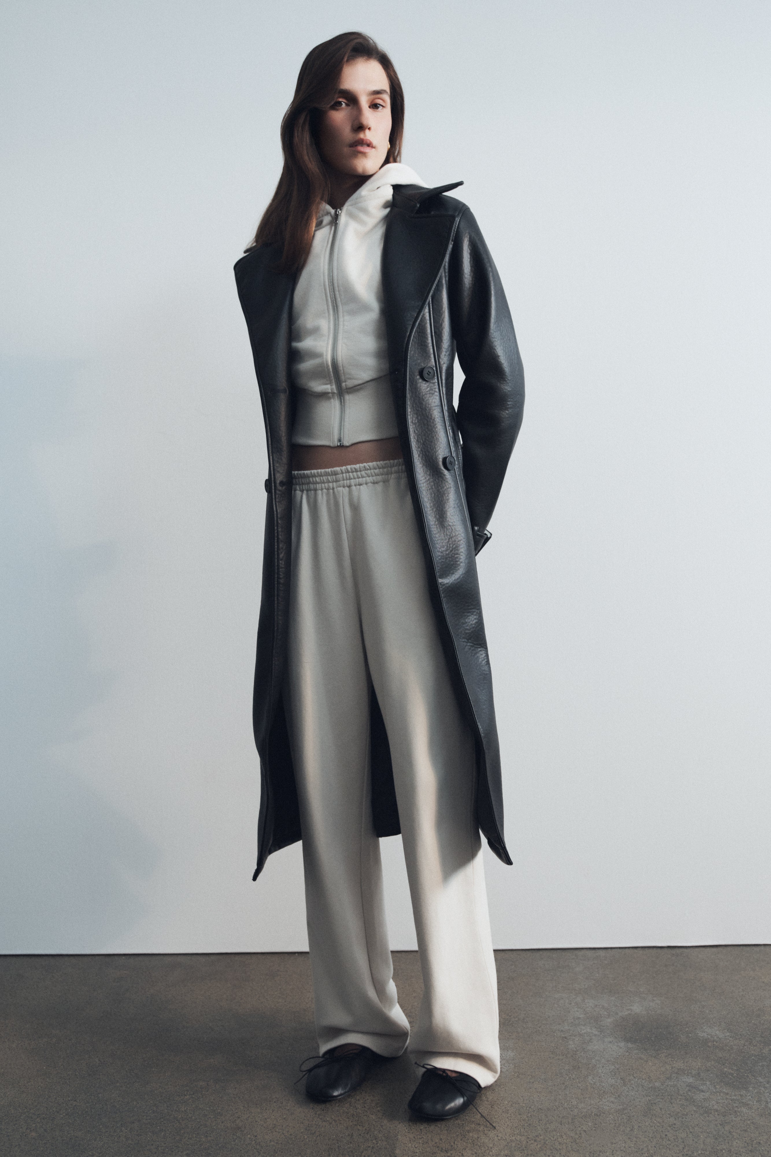 Tarah Faux Leather Trench Coat - Black、mySite、solidvoid