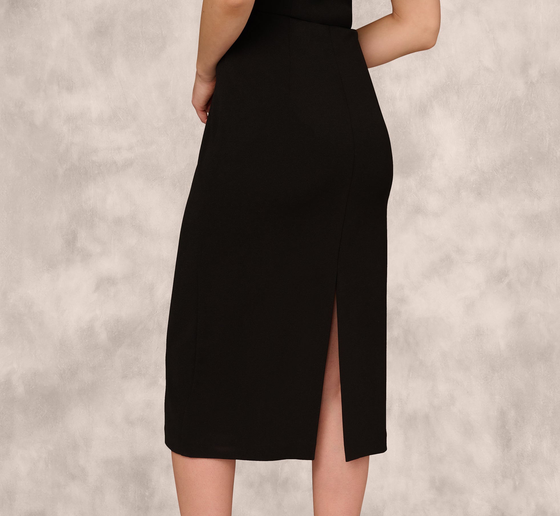 One Shoulder Rosette Midi Sheath Dress In Black、mySite、solidvoid