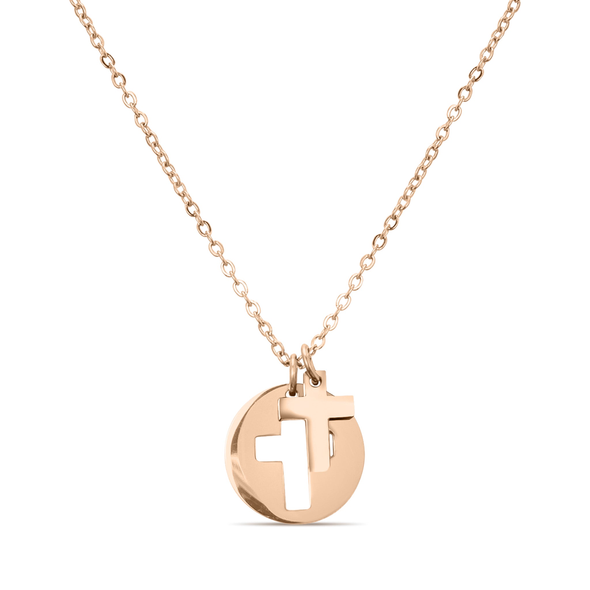 18K Gold PVD Stainless Steel Cutout Cross Charm Necklace / SBB0311、mySite、dreamappss
