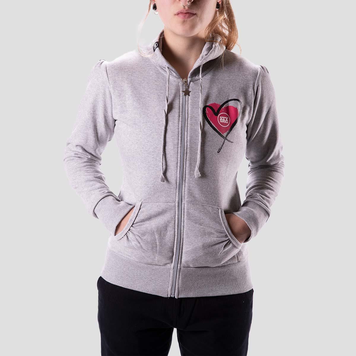  Stay Strong Luv Heart Womens Zip Hoodie - Heather Grey、mySite、merchandisen