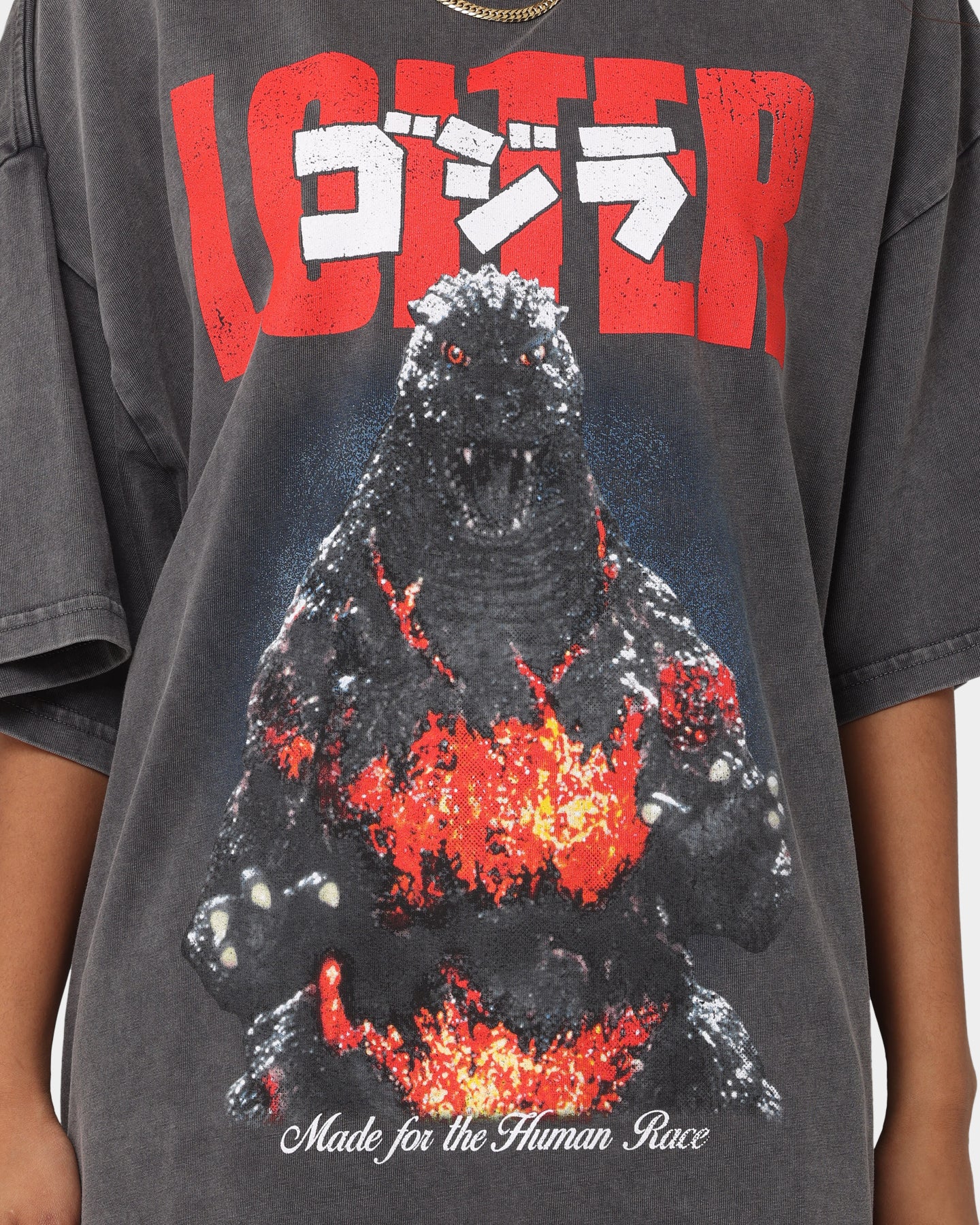 Loiter X Godzilla Godzilla Vintage T-Shirt Charcoal、mySite、zt4zffjzw