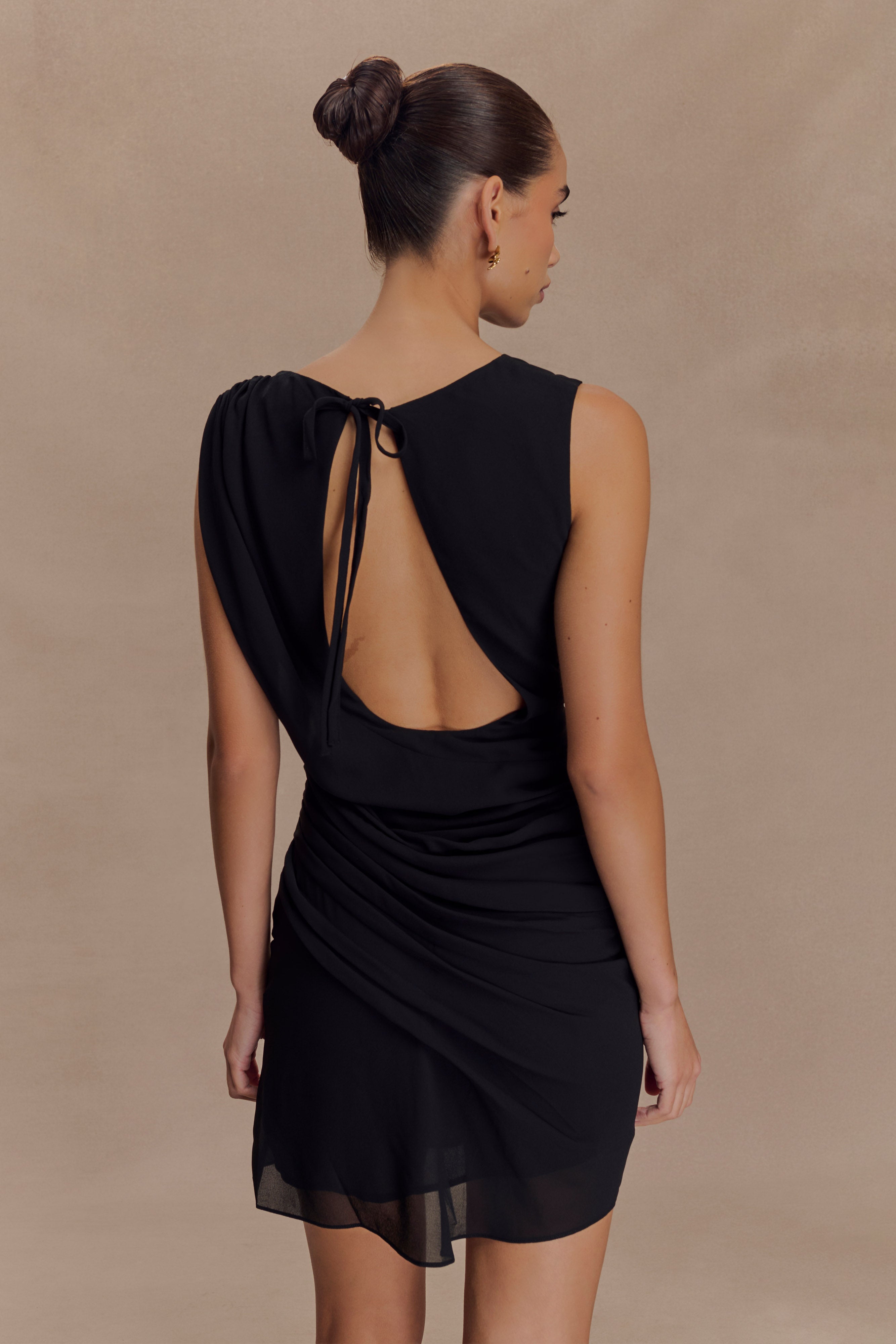 Oria Chiffon Mini Dress - Black、mySite、solidvoid