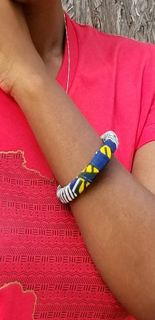 Yellow and Blue African Print Bangle-DP3209BG、mySite、solidvoid