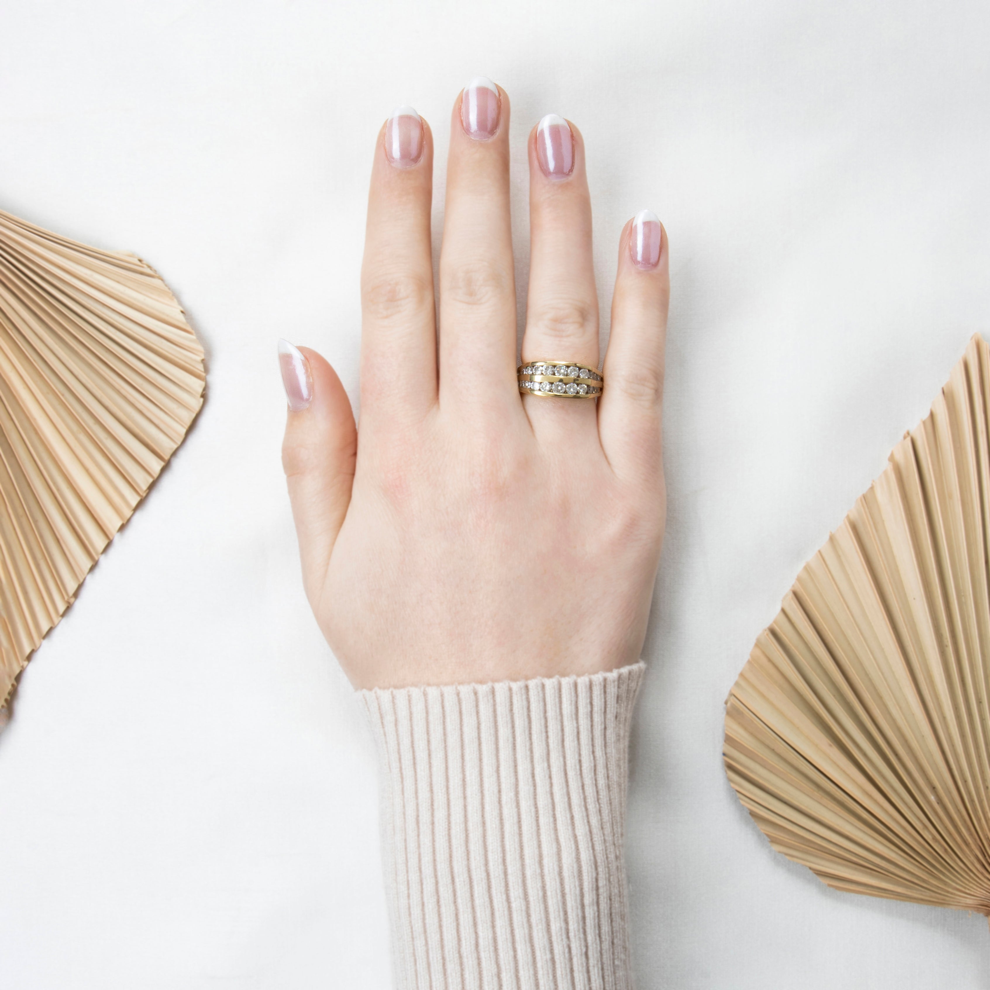 Vintage 18k Yellow Gold 1.07cttw Diamond 2 Row Signet Style Ring 6.75、mySite、hinf8tx79