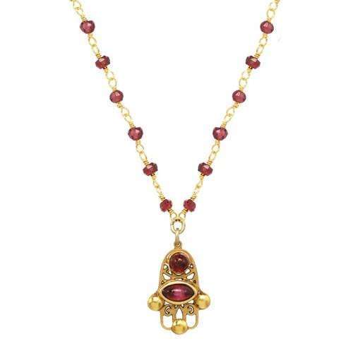 Michal Golan Gold and Garnet Hamsa Necklace、mySite、topwebapps