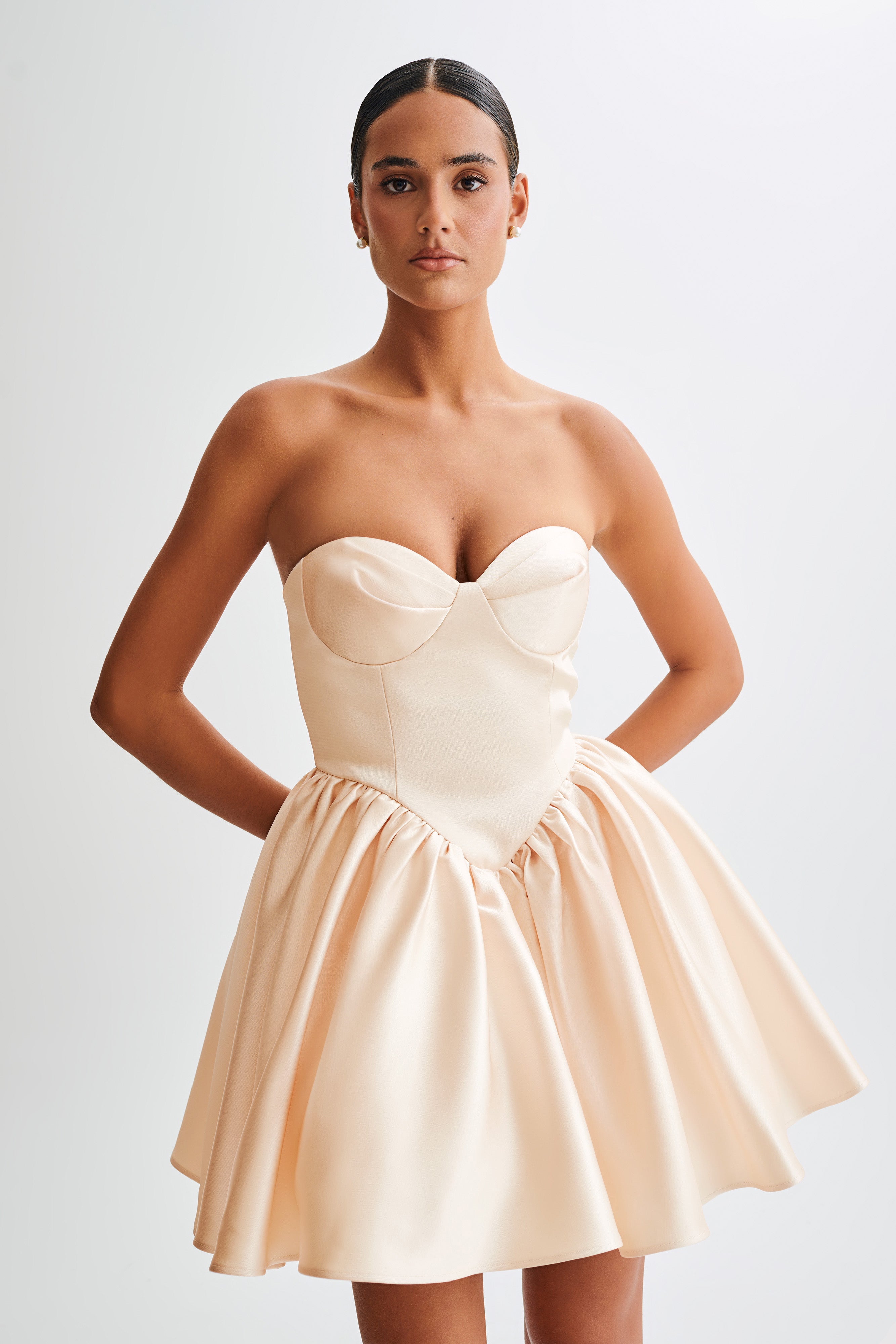 Hollie Structured Corset Mini Dress - Gold、mySite、solidvoid