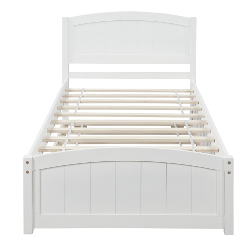 Twin size Platform Bed with Trundle, White、、casual