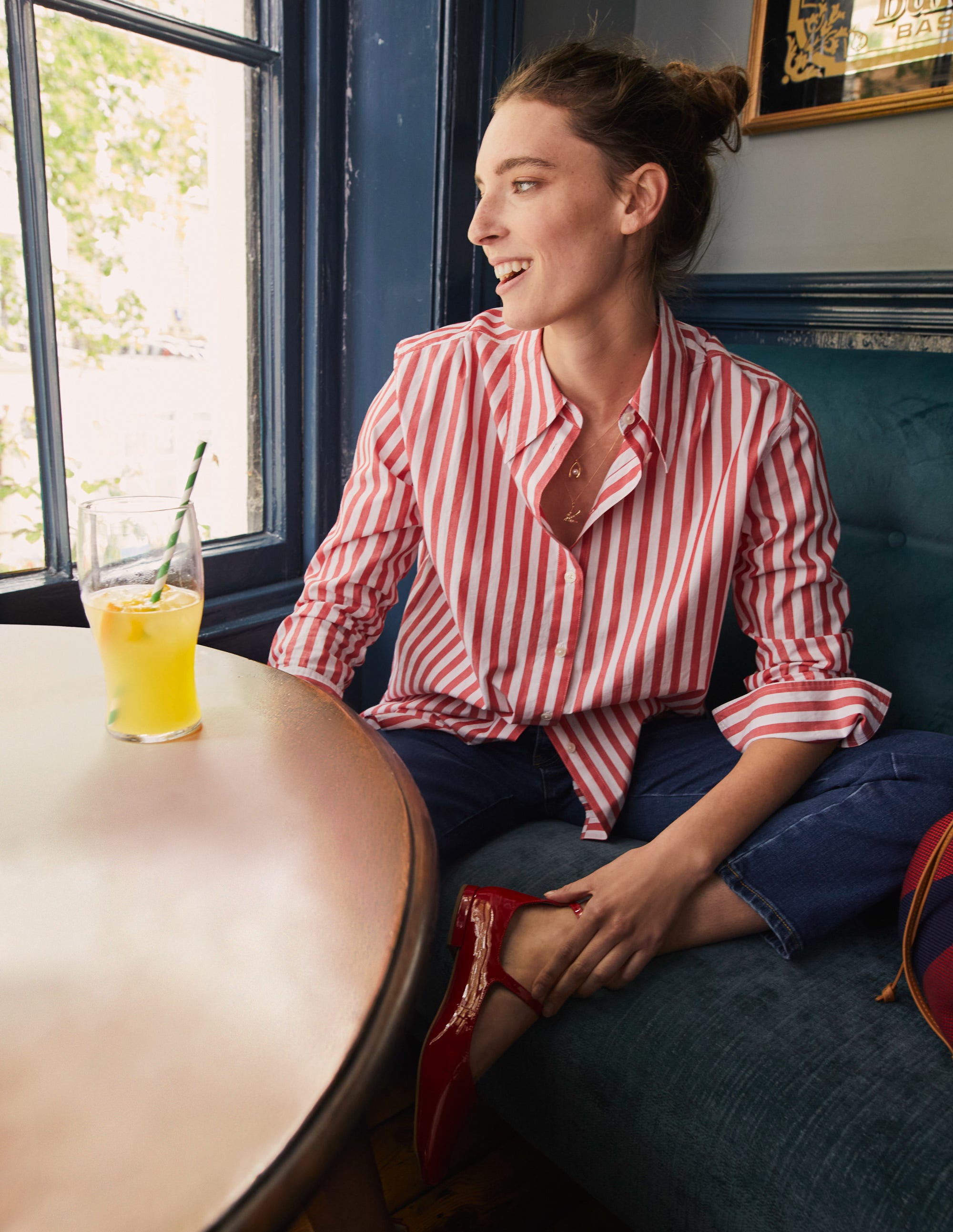  Sienna Cotton Shirt-Bright Red Stripe、mySite、ashleygrahame