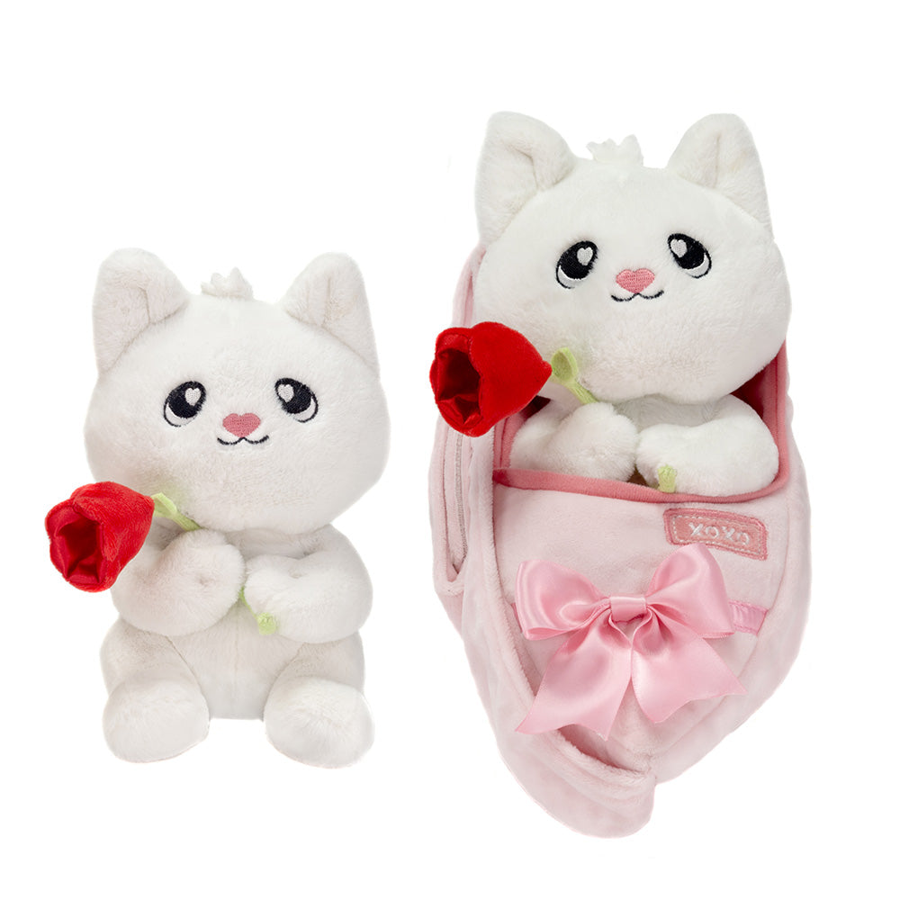 SWADDLE BABIES - 8.5IN CAT HOLDING FLOWER IN SLING、mySite、g9winljtr