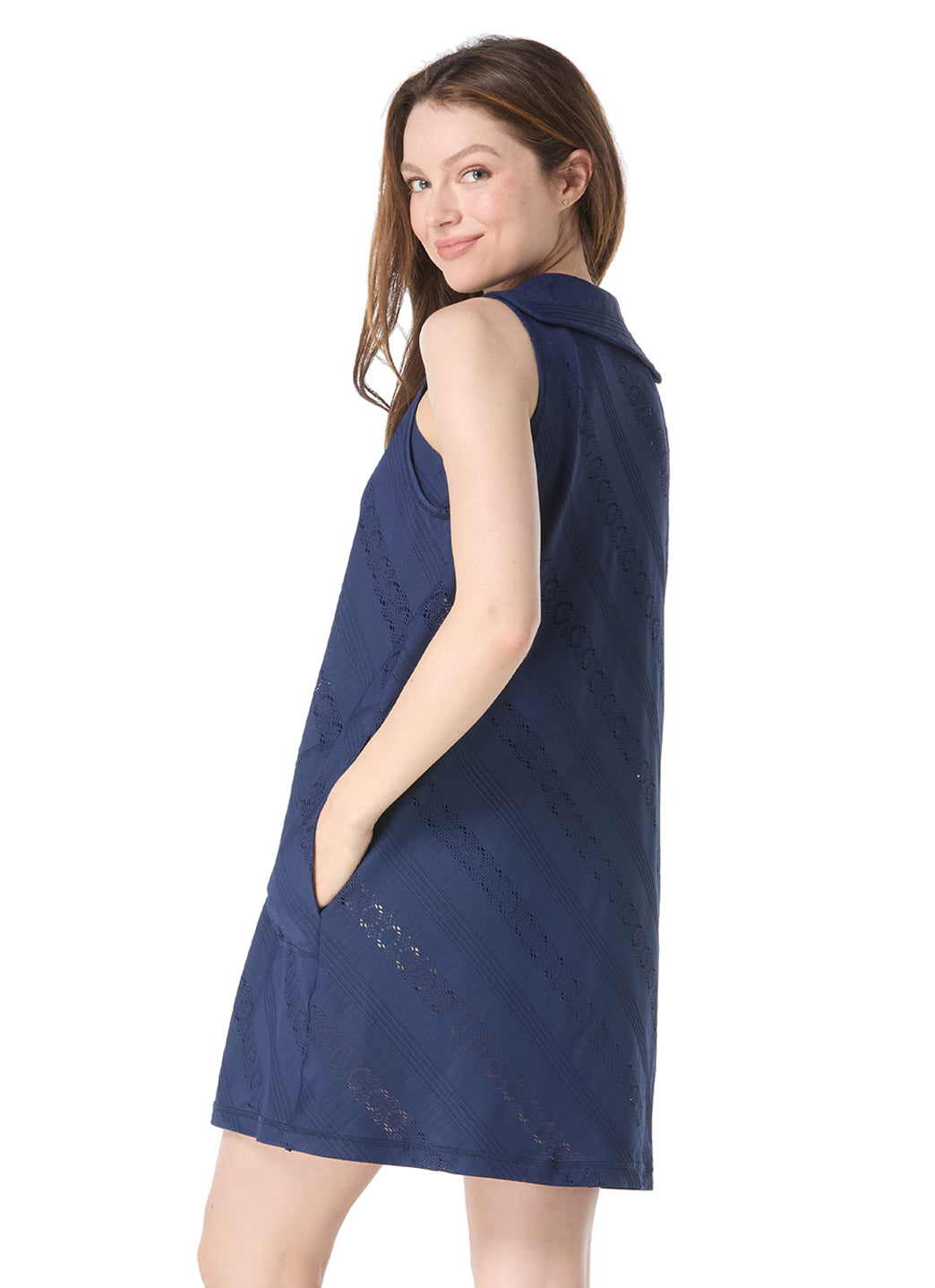 Beach House Women's Eva Crochet Zip Front Sleeveless Cover Up Dress、mySite、noshort