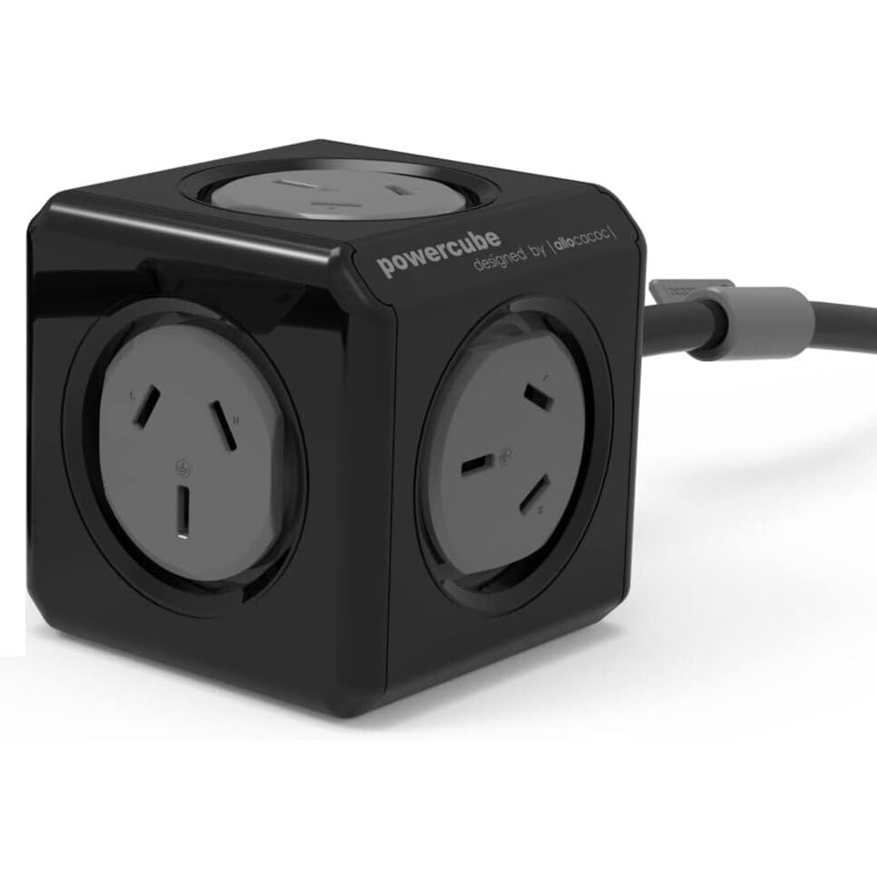 Allocacoc 5-Outlet 1.5m Original Extended PowerCube (Black)、mySite、camillekostekn