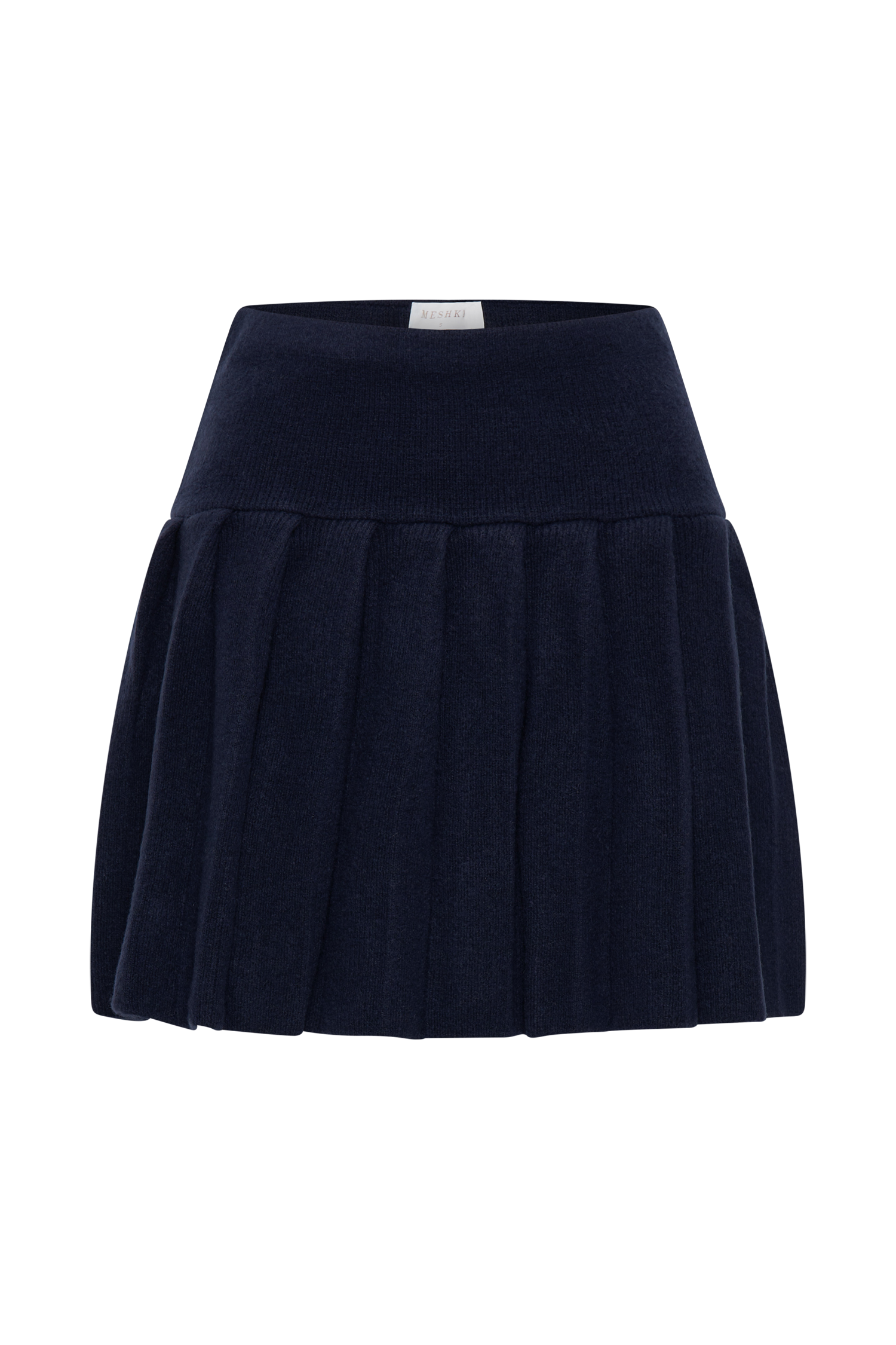 Dionne Pleated Knit Mini Skirt - Dark Navy、mySite、solidvoid